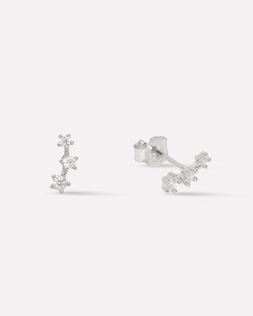 Tri Zirconia Climber Stud Earrings