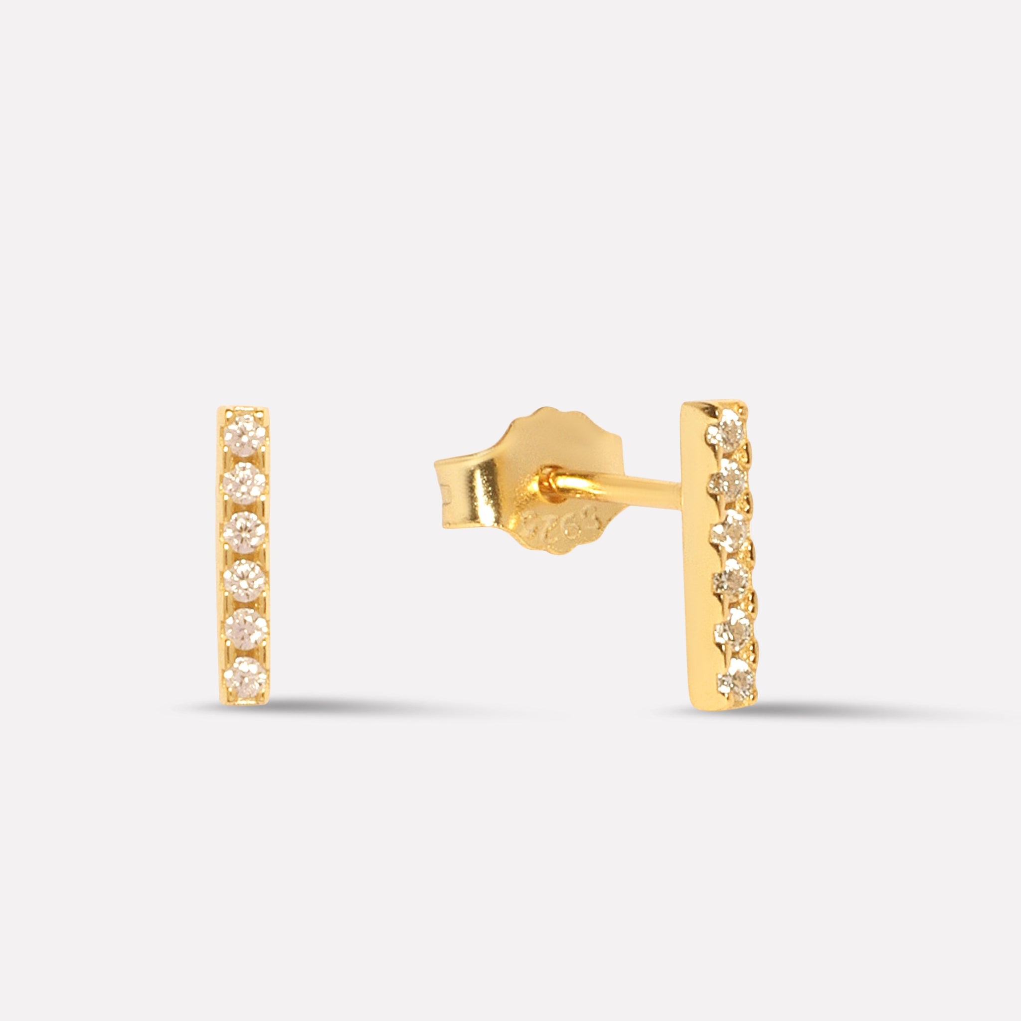 Minimal Zirconia Bar Studs Earrings