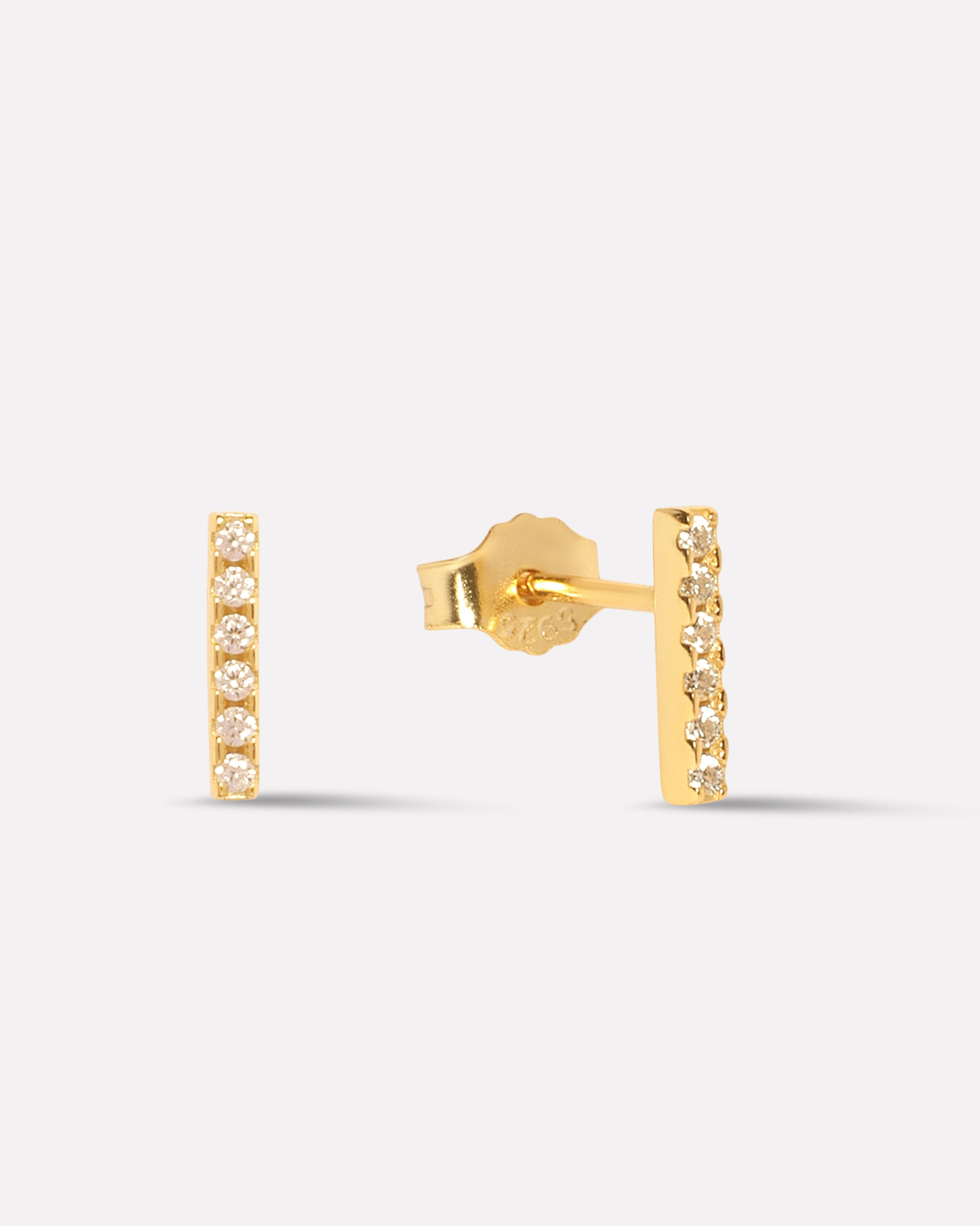 Minimal Zirconia Bar Studs Earrings