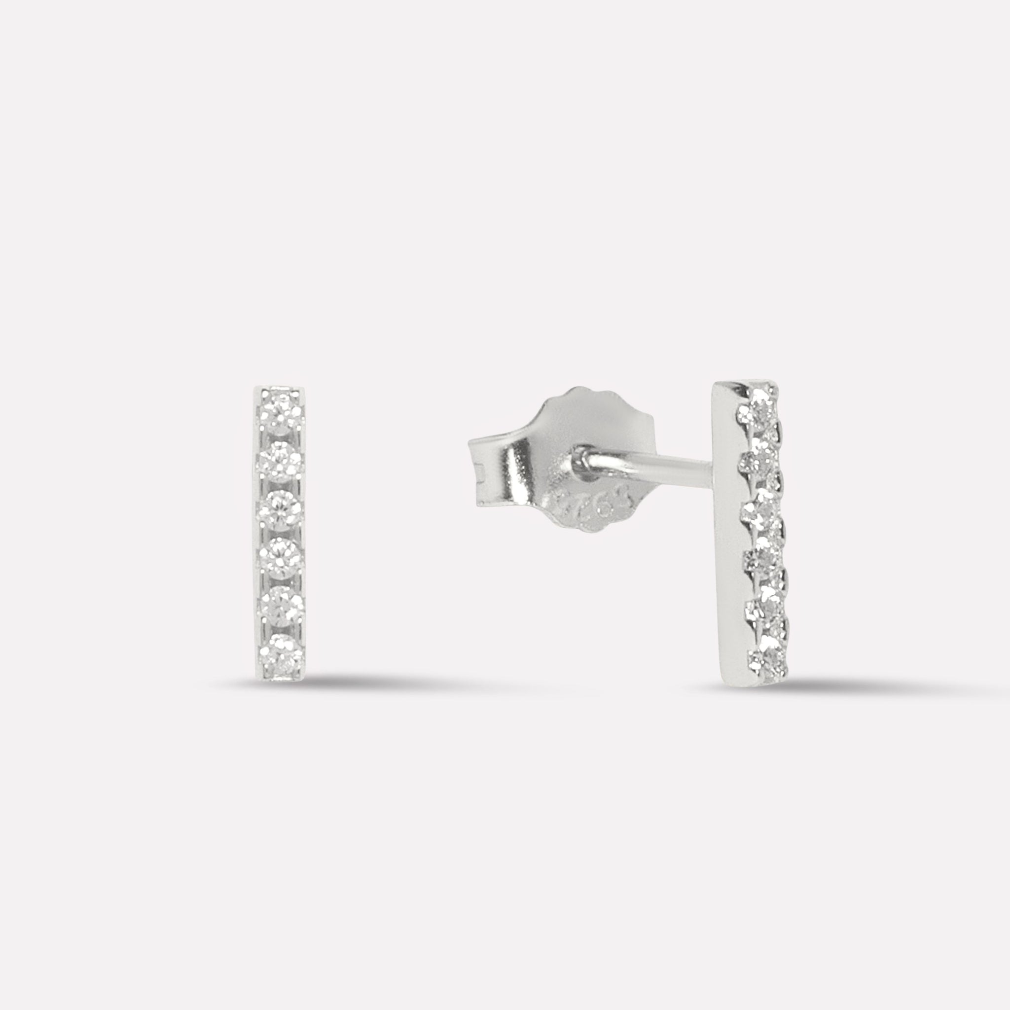 Minimal Zirconia Bar Studs Earrings