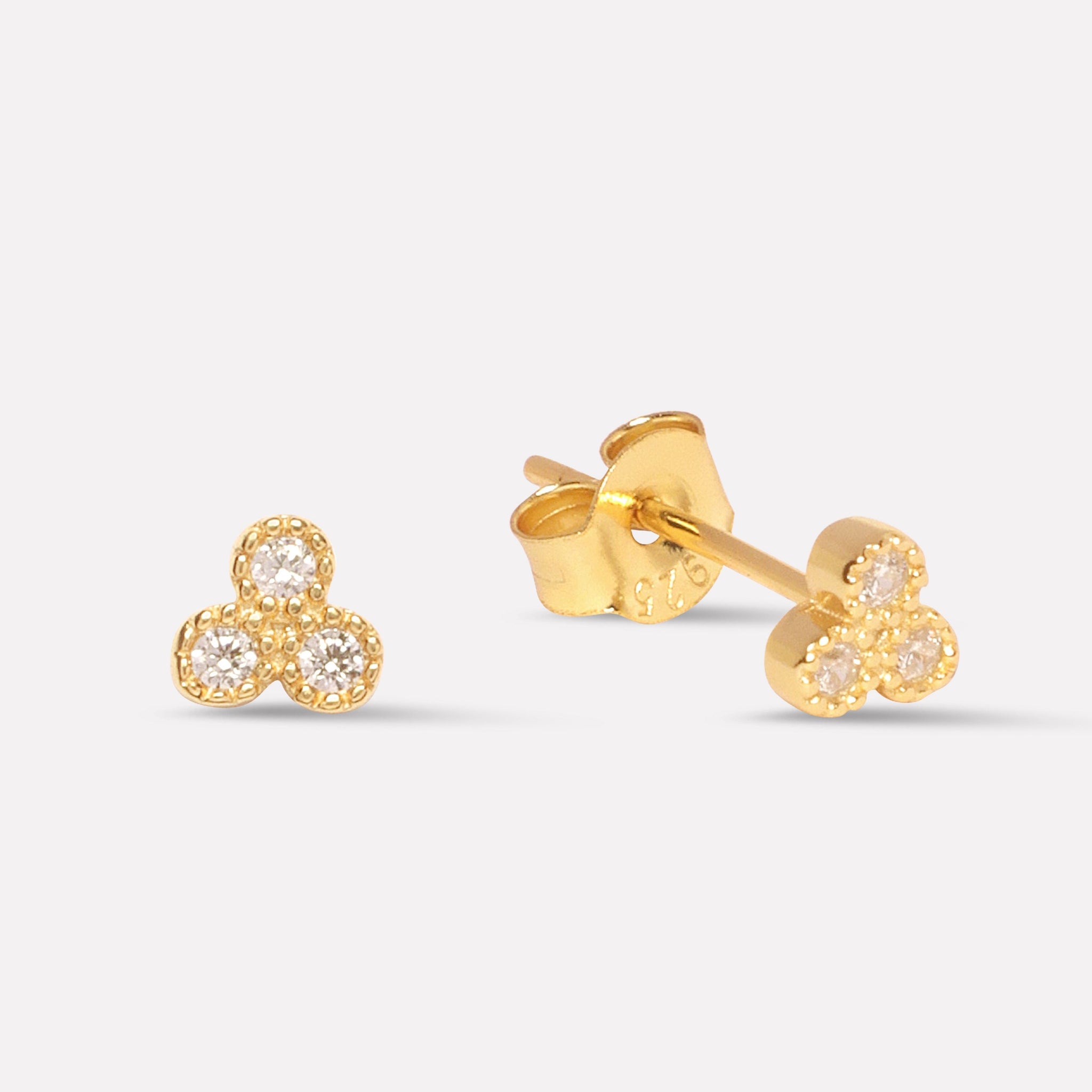 Symmetry Three Stone Stud Earrings