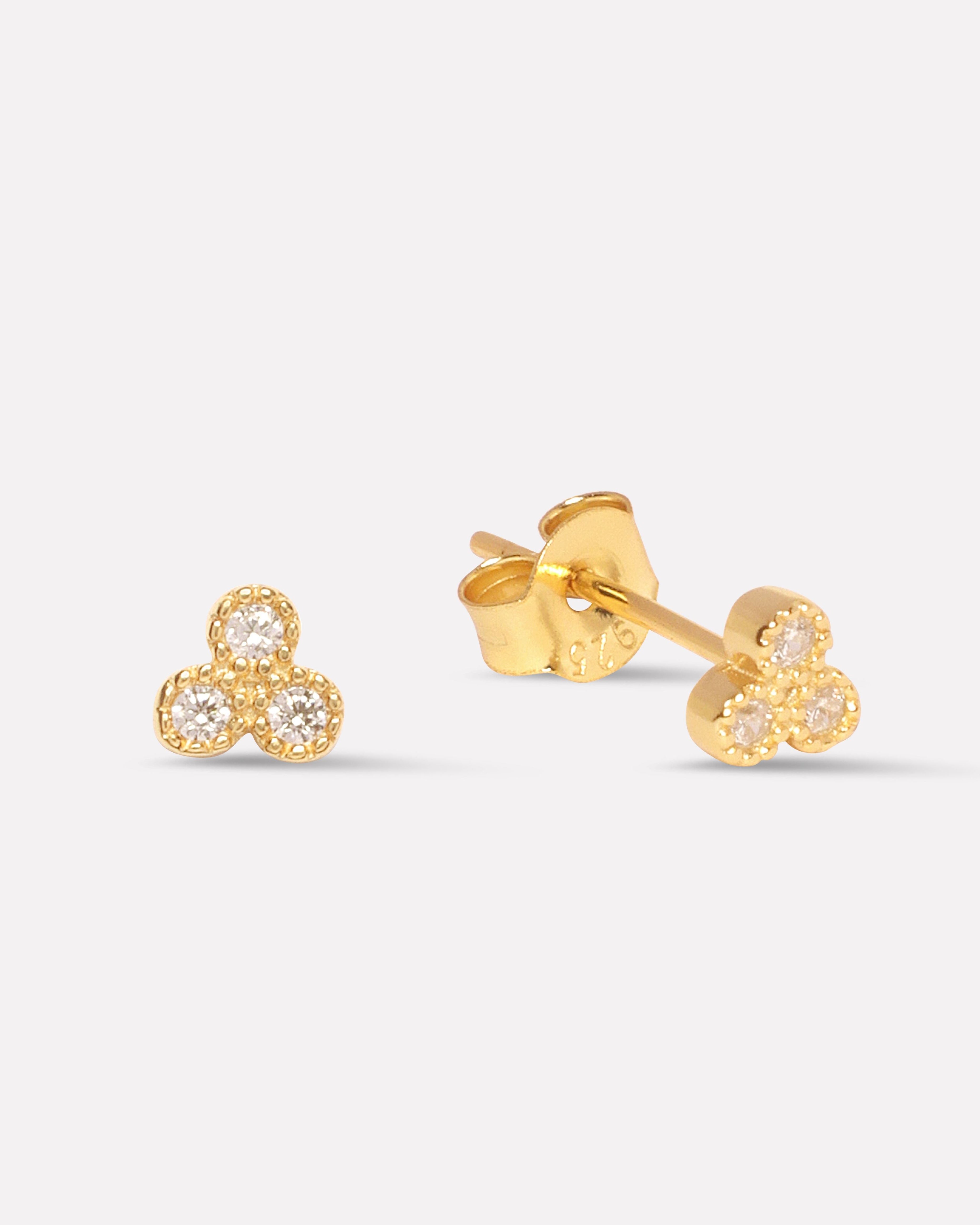 Symmetry Three Stone Stud Earrings