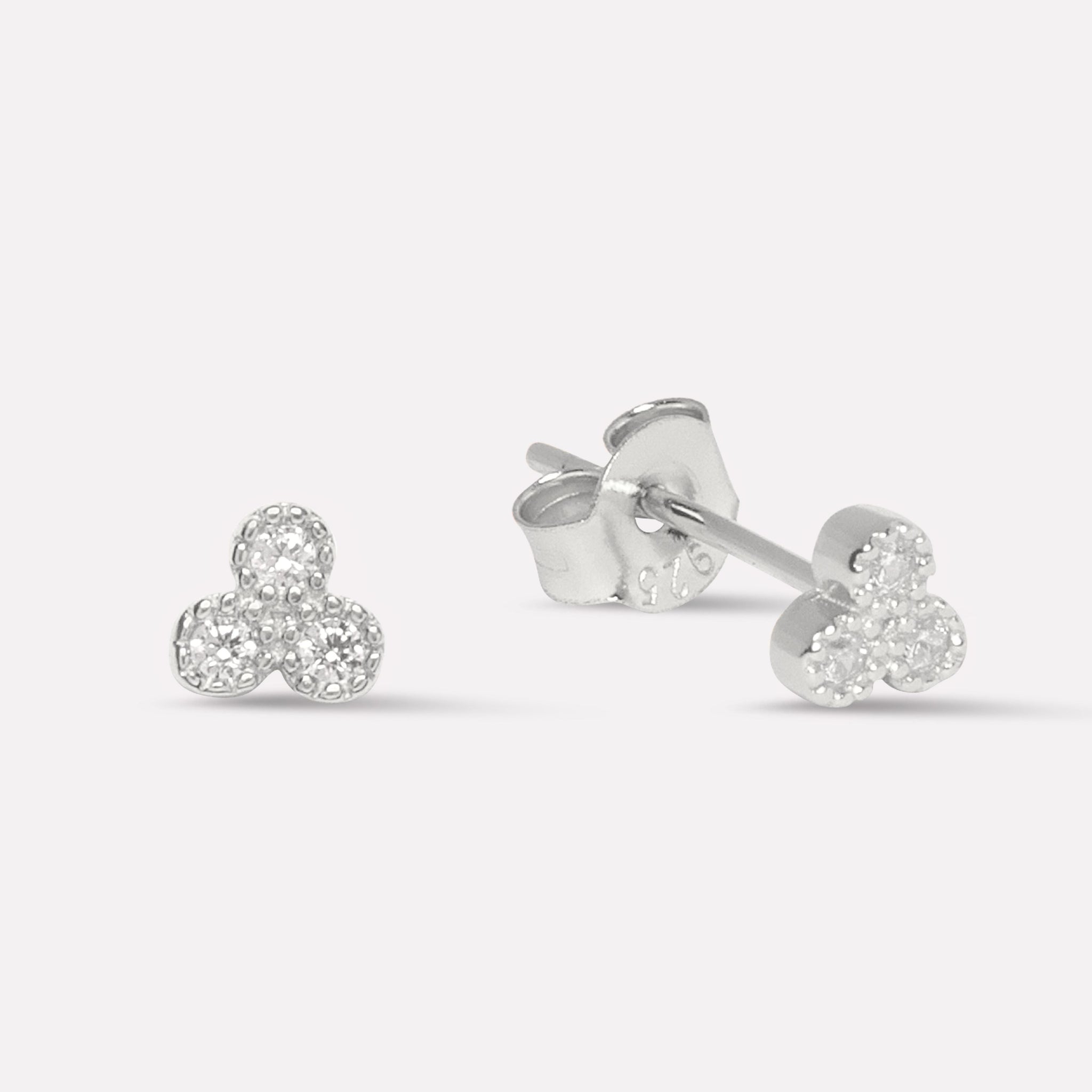Symmetry Three Stone Stud Earrings