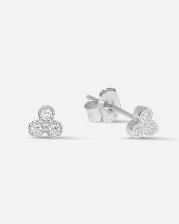 Symmetry Three Stone Stud Earrings