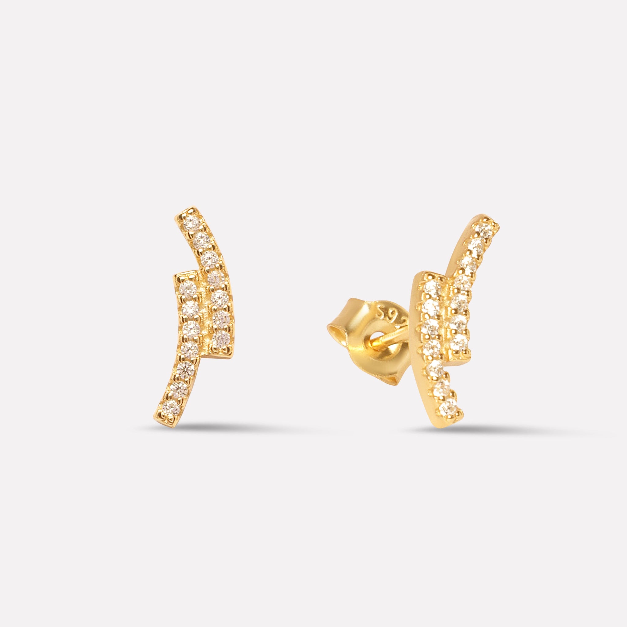Twin Layer Zirconia Climber Stud Earrings
