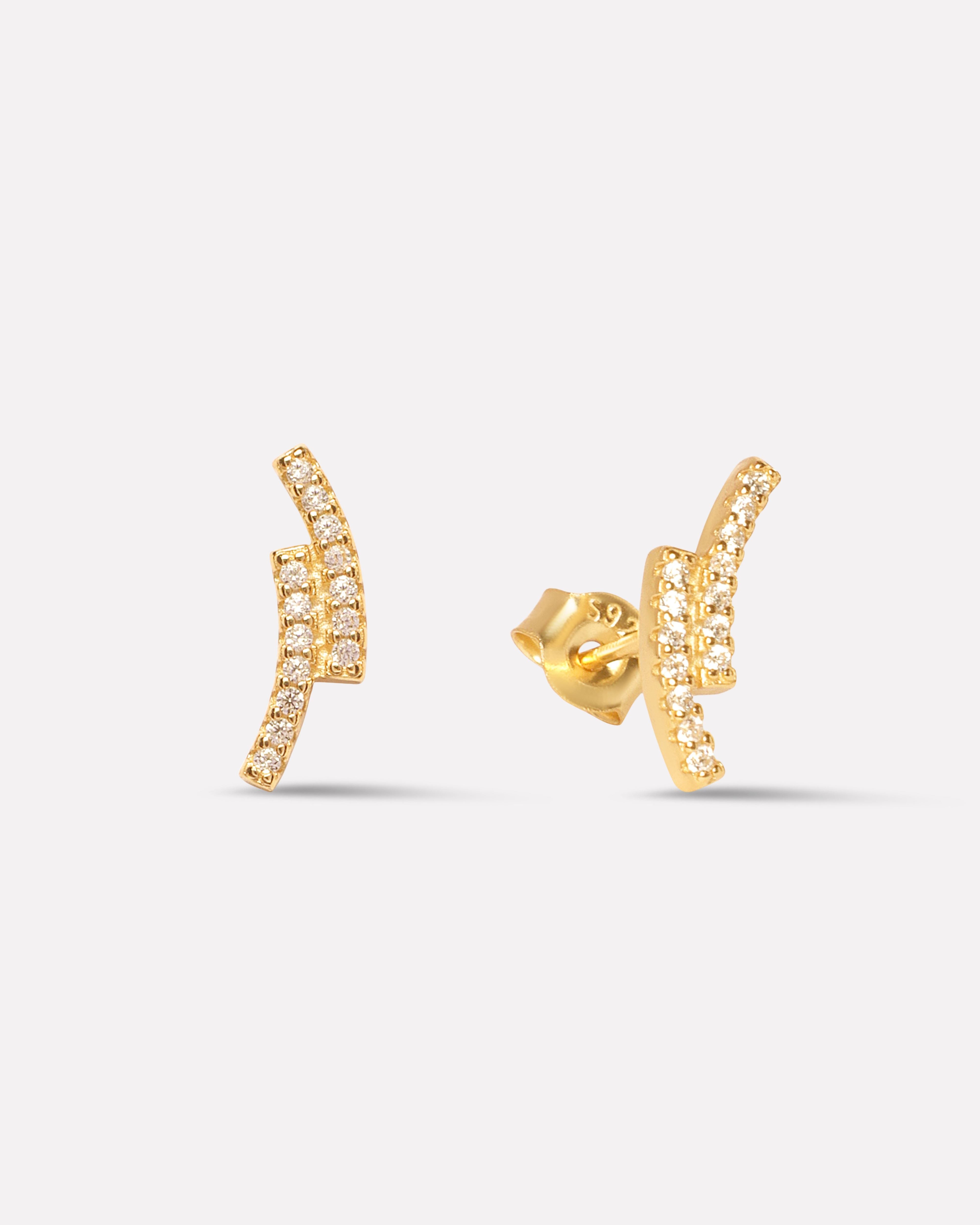 Twin Layer Zirconia Climber Stud Earrings