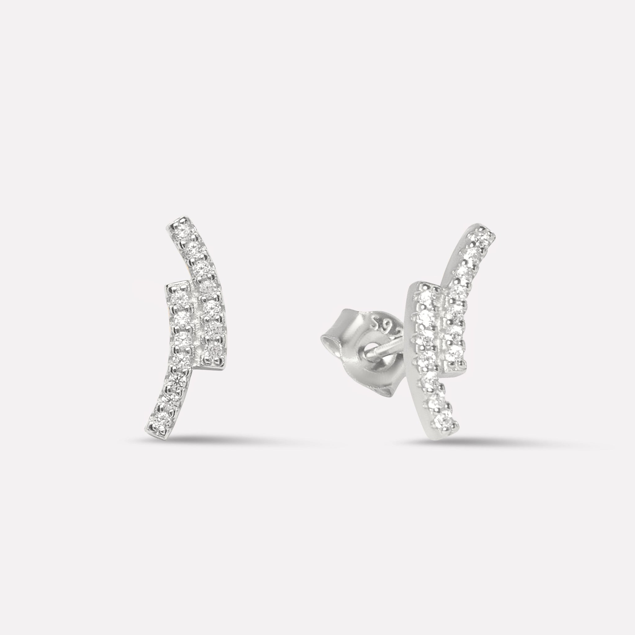 Twin Layer Zirconia Climber Stud Earrings