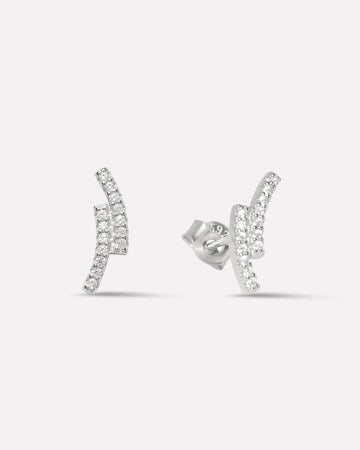Twin Layer Zirconia Climber Stud Earrings