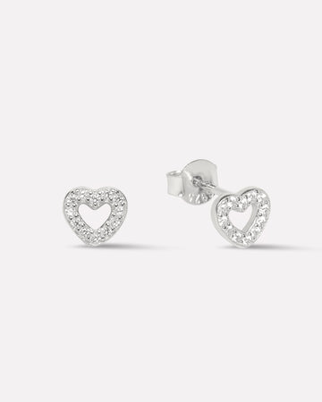 Hollow Heart With Zircon Lining Stud Earrings