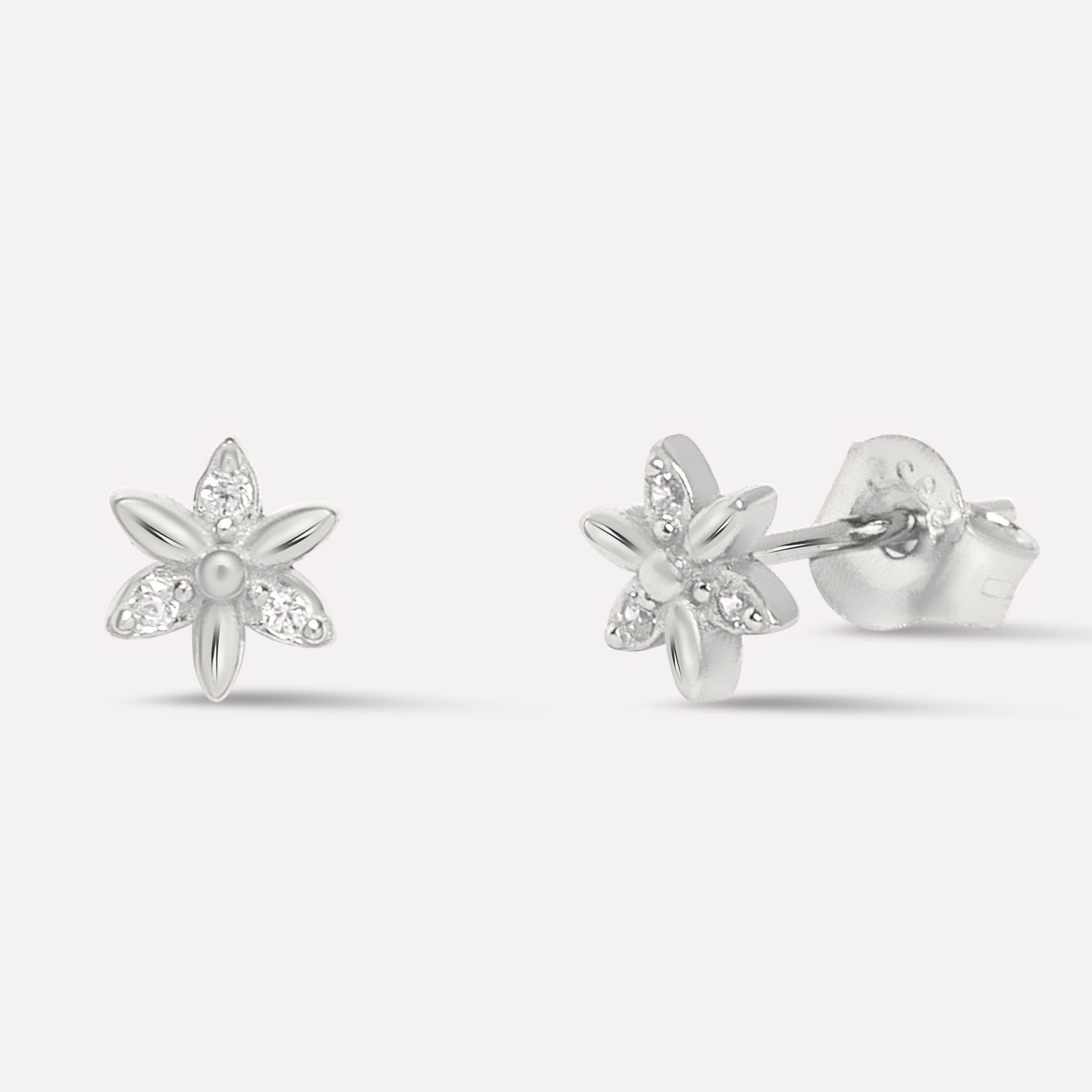 Zirconia Petal Studs Earrings