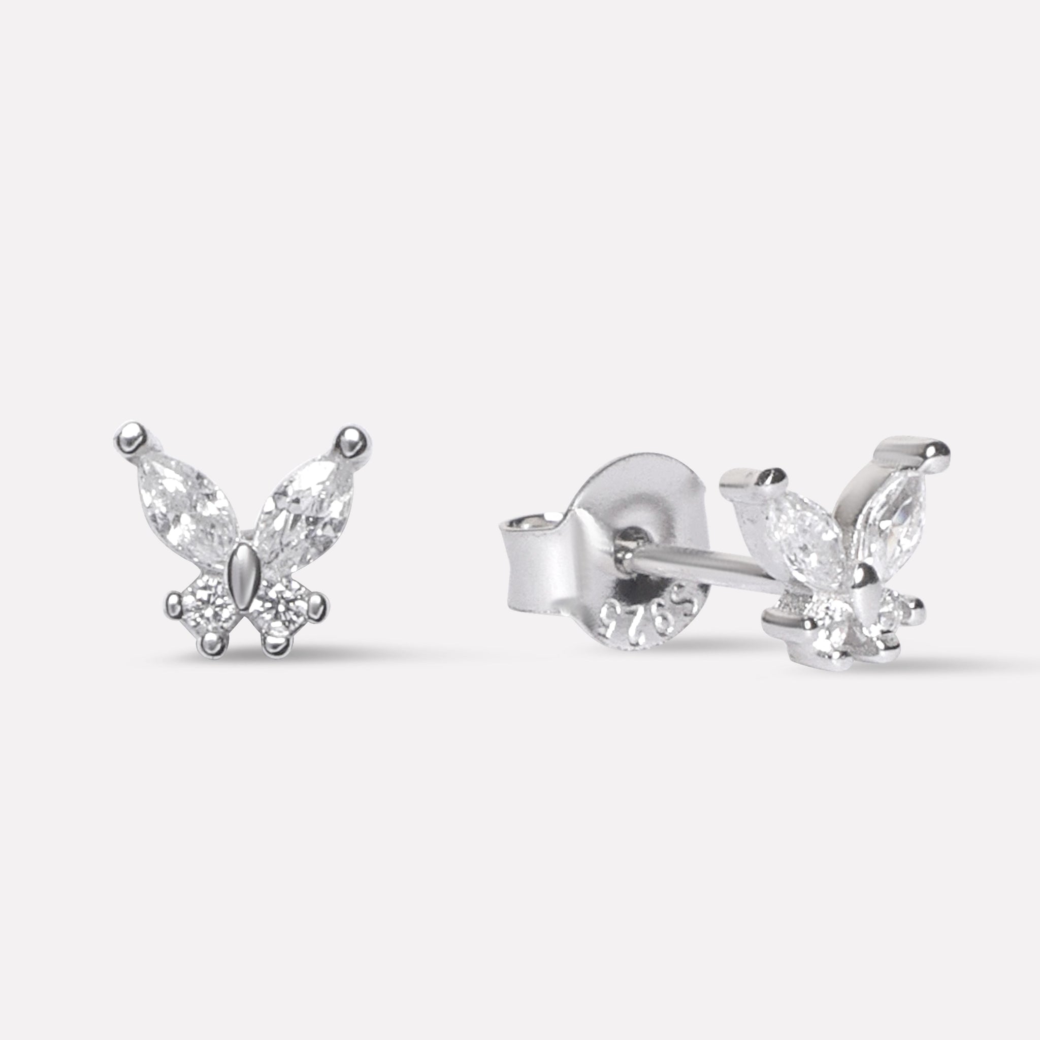 Zirconia Butterfly Stud Earrings