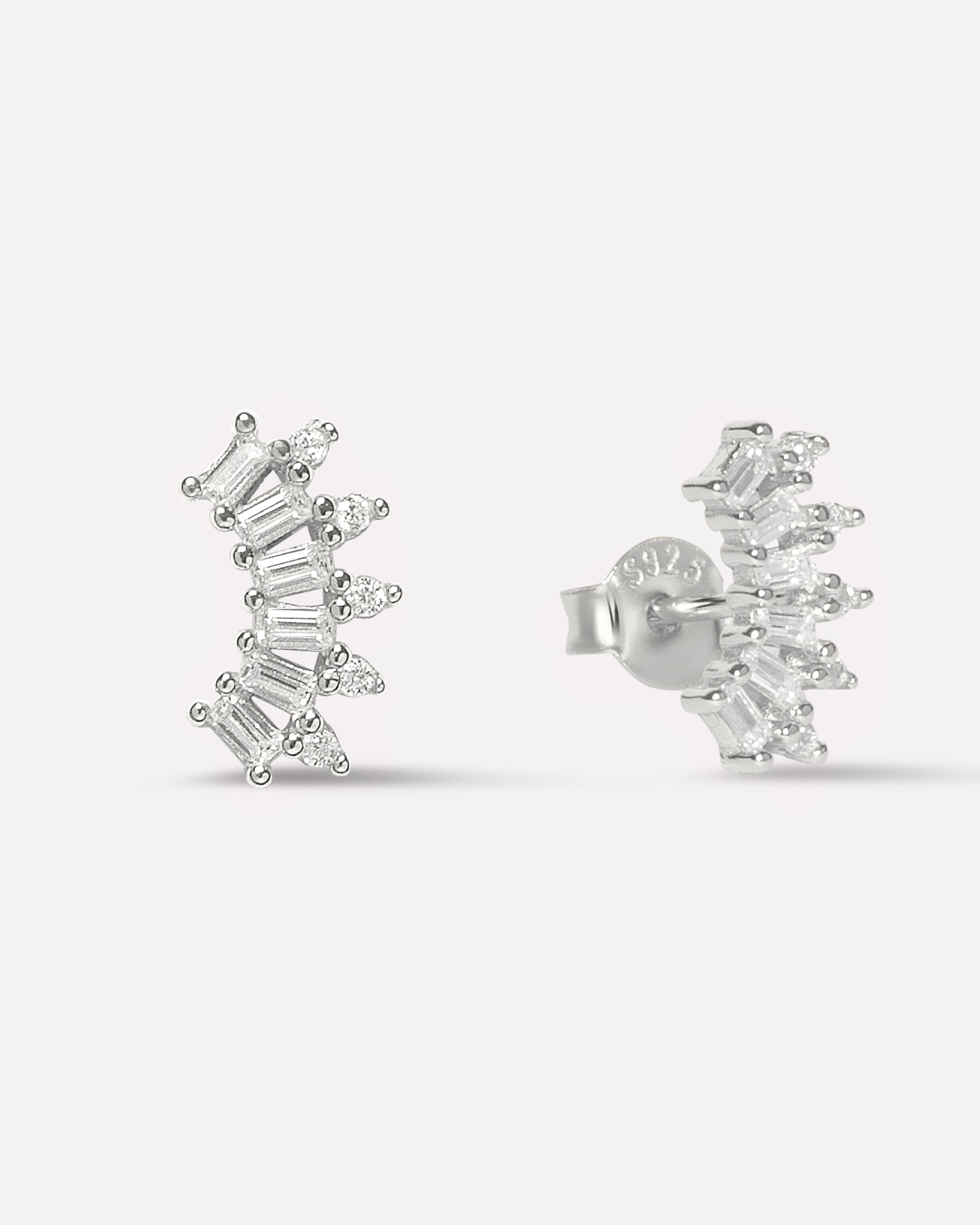Everyday Baguette Climber Stud Earrings