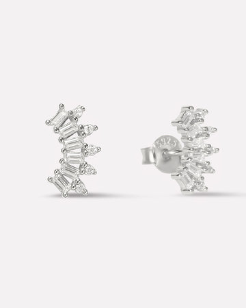 Everyday Baguette Climber Stud Earrings