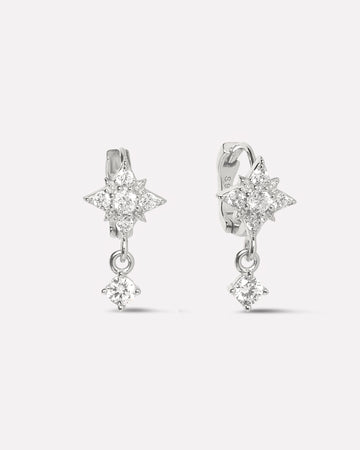 Star Stone Huggee Drop Hoop Earrings