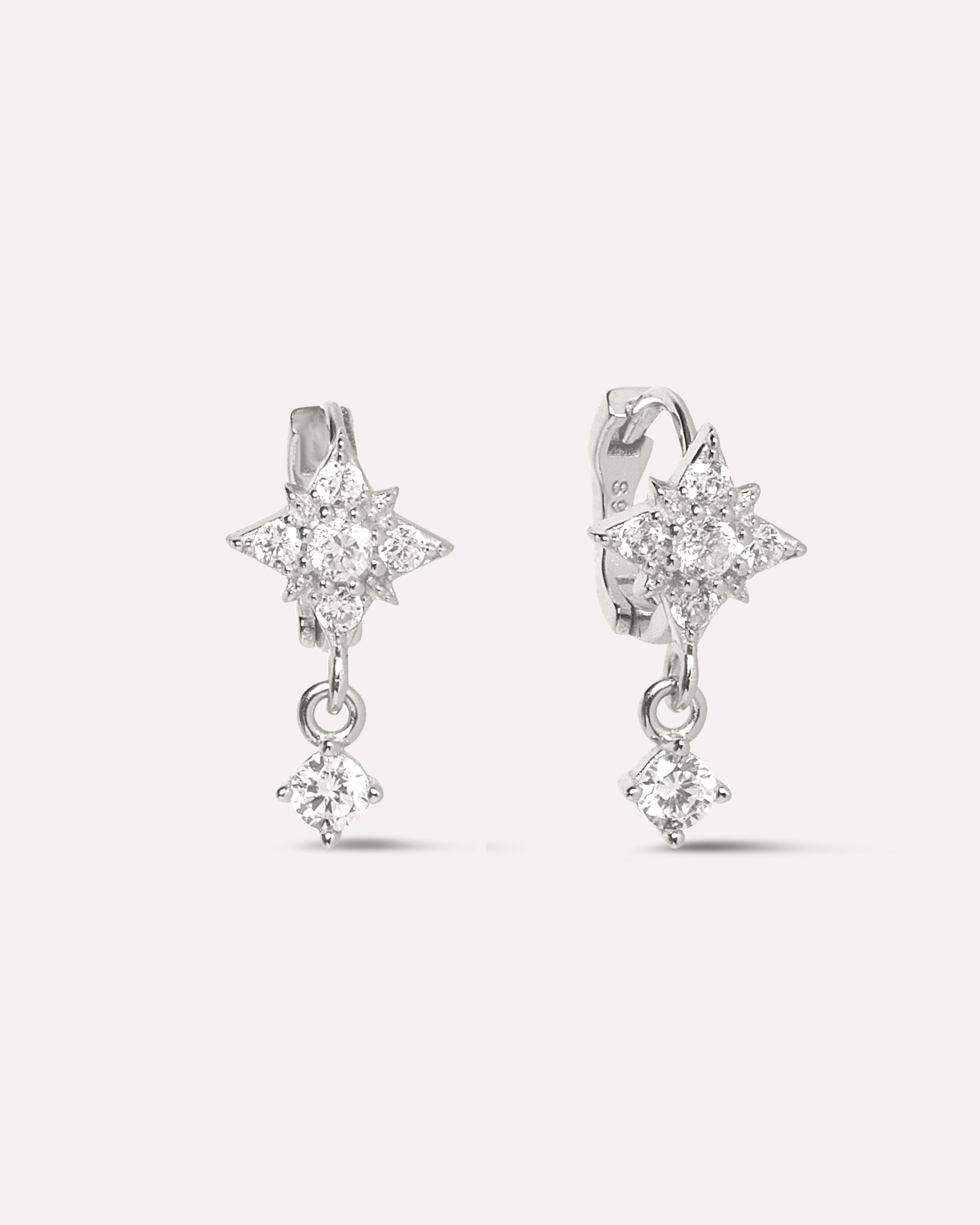 Star Stone Huggee Drop Hoop Earrings
