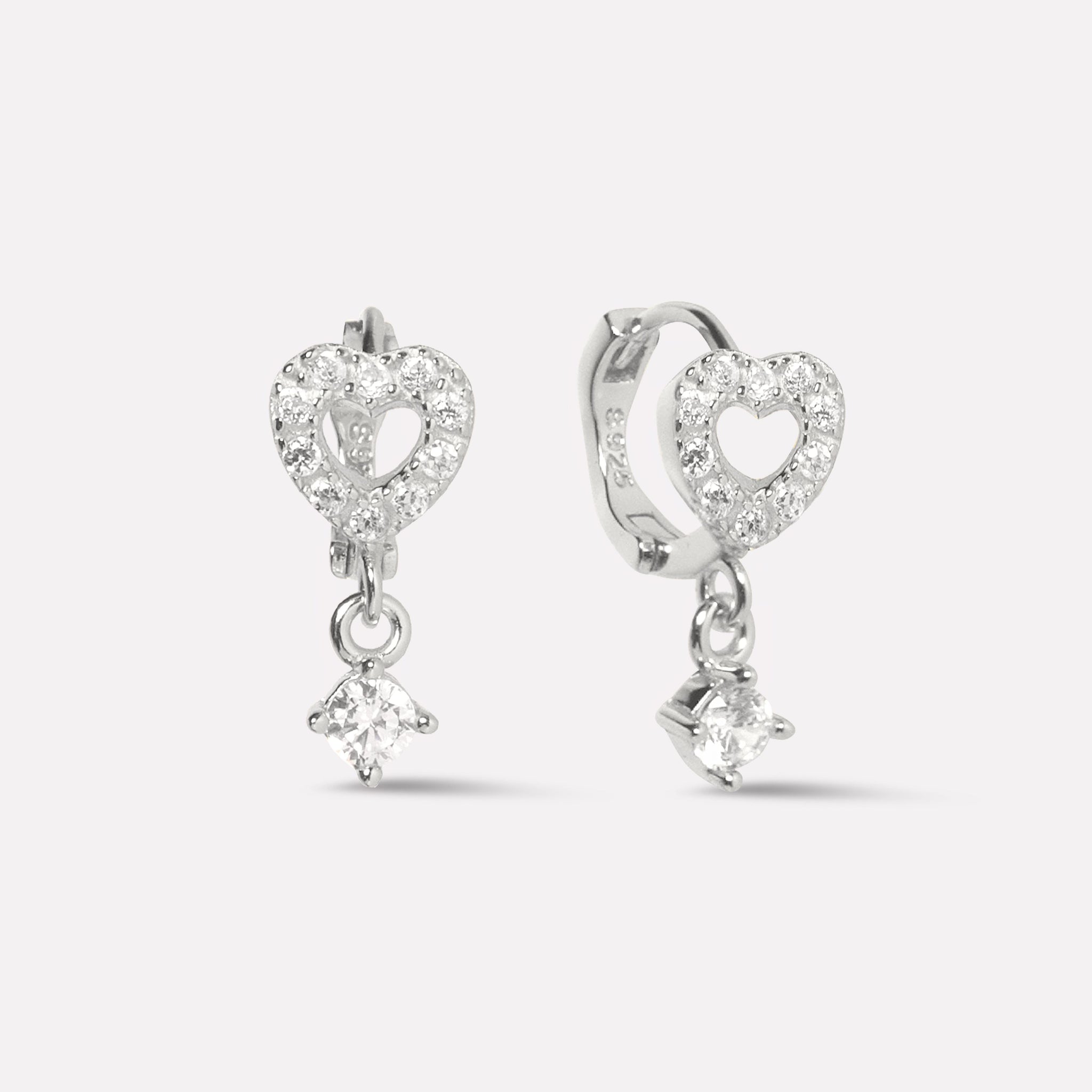 Heart Droplet Hoop Earrings