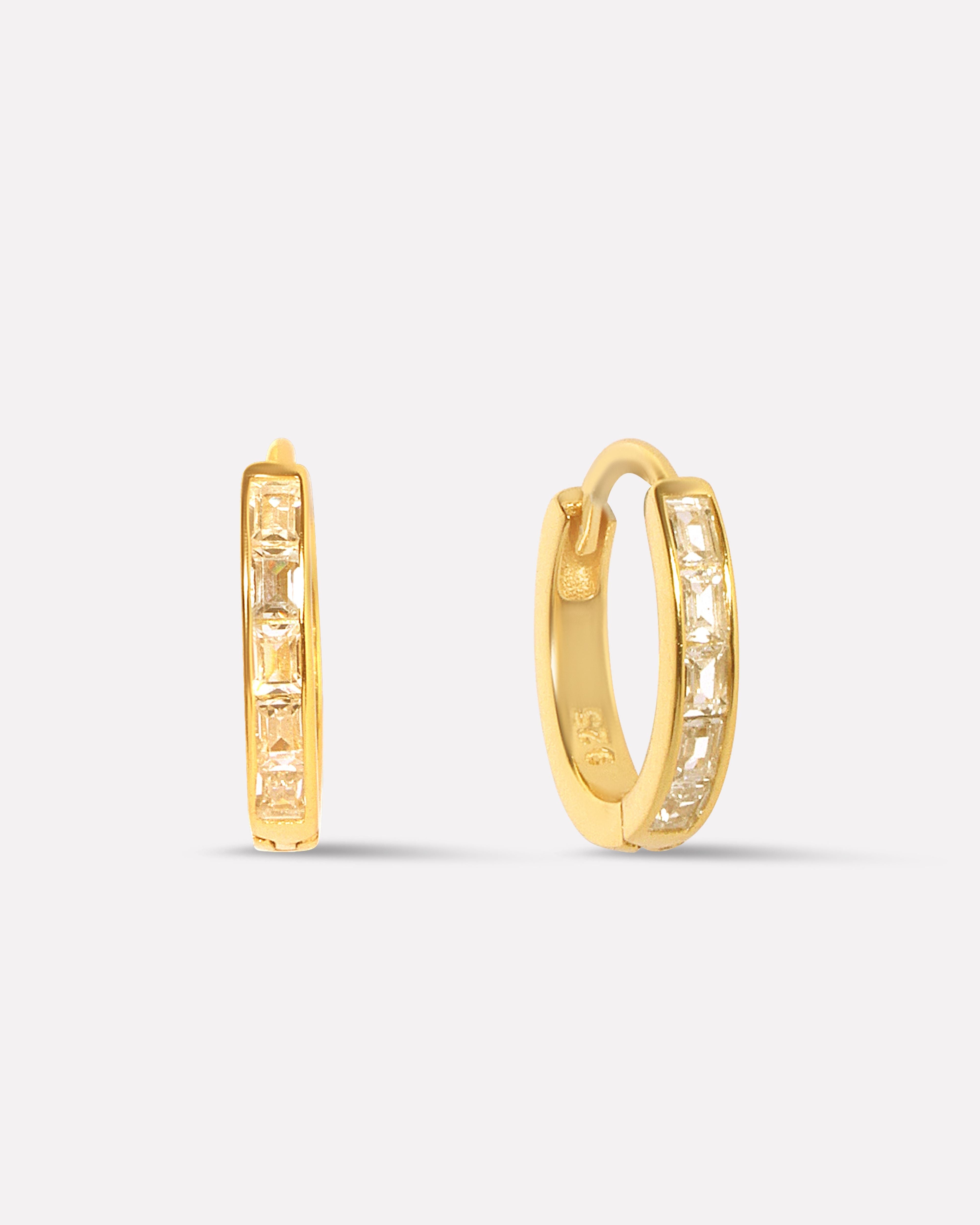 Statement Baguette Round Hoop Earrings