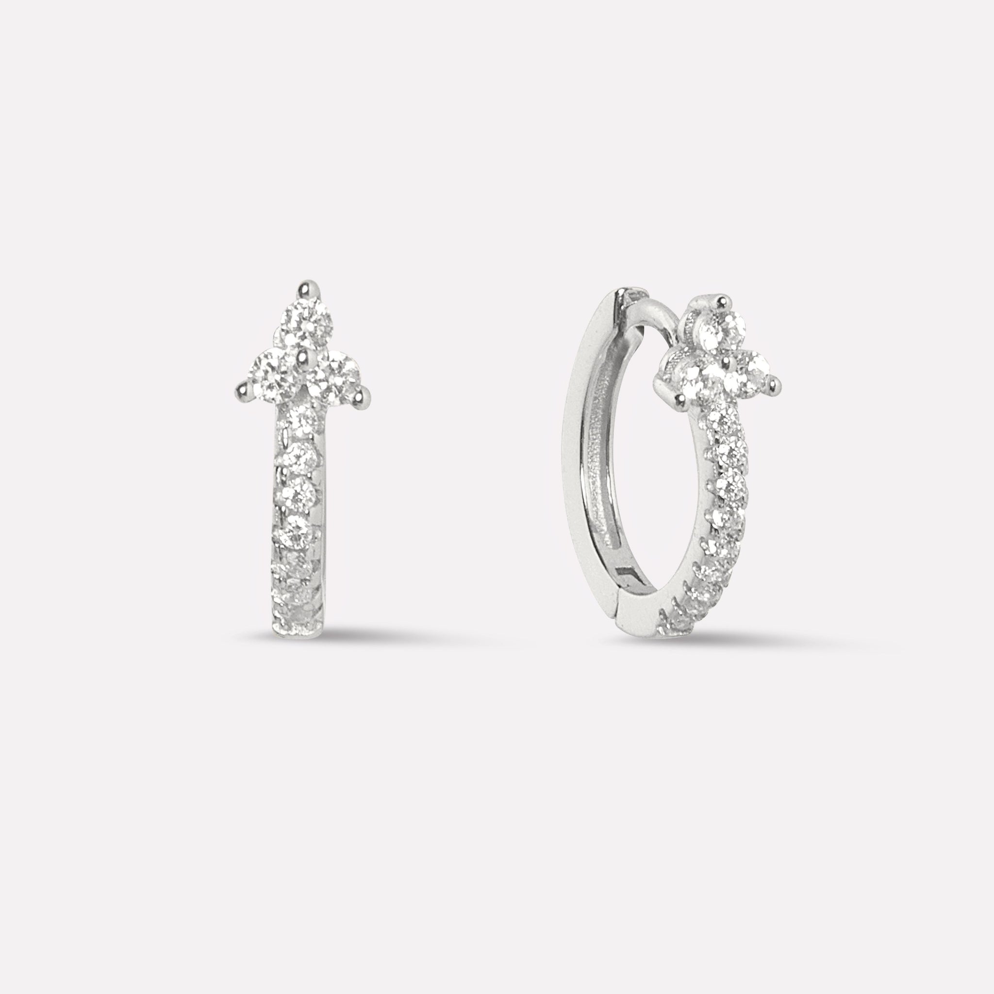Tri Zirconia Hoop Earrings