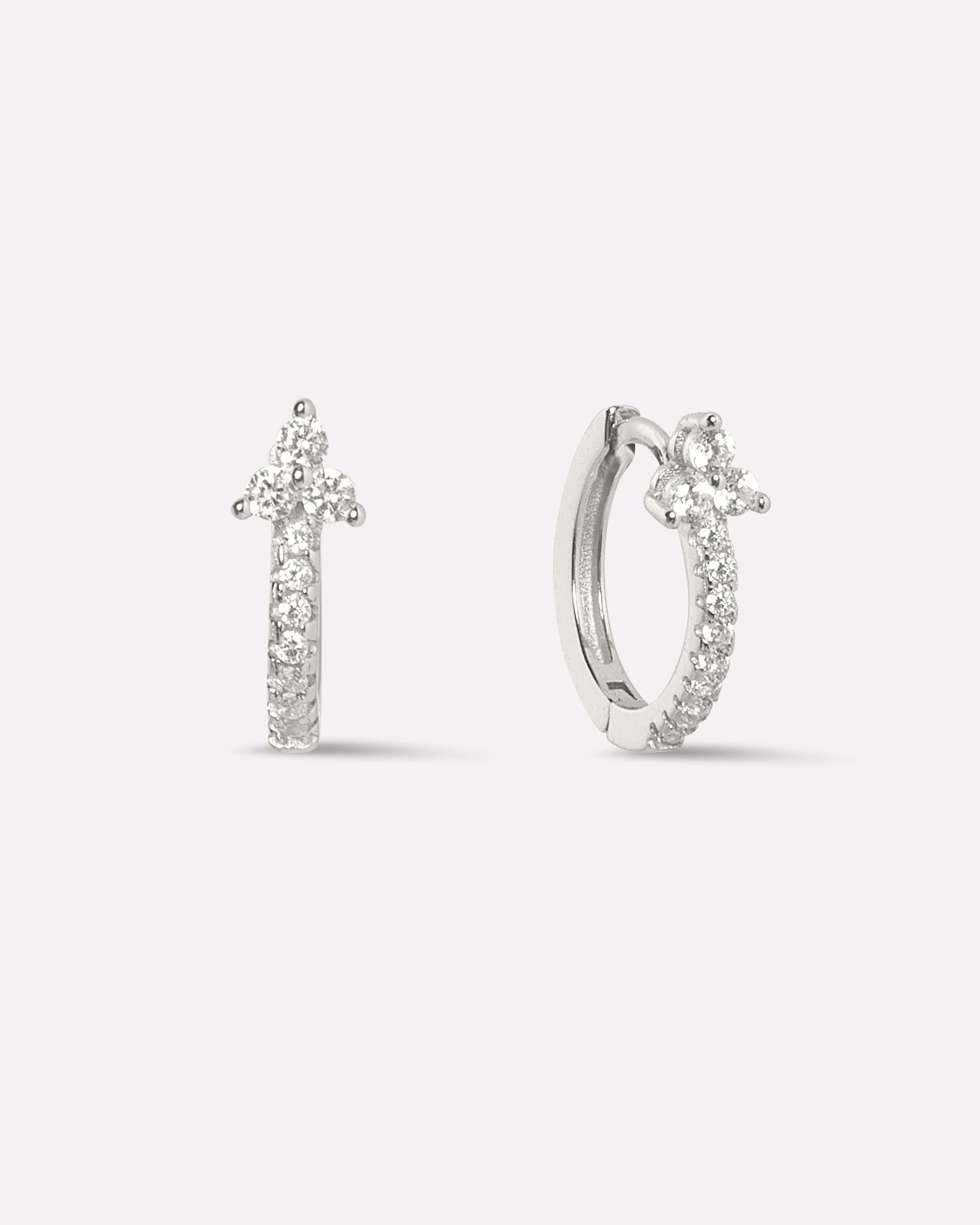 Tri Zirconia Hoop Earrings