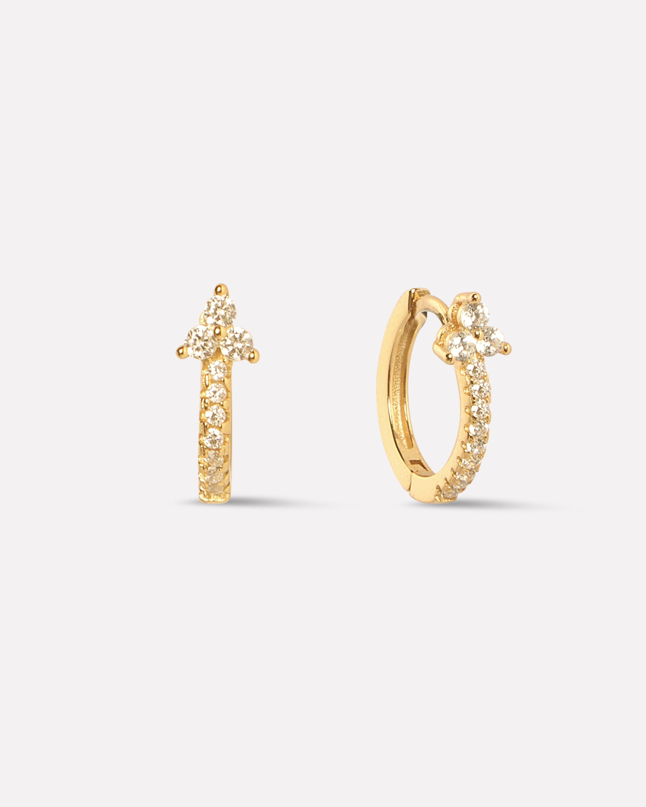Tri Zirconia Hoop Earrings