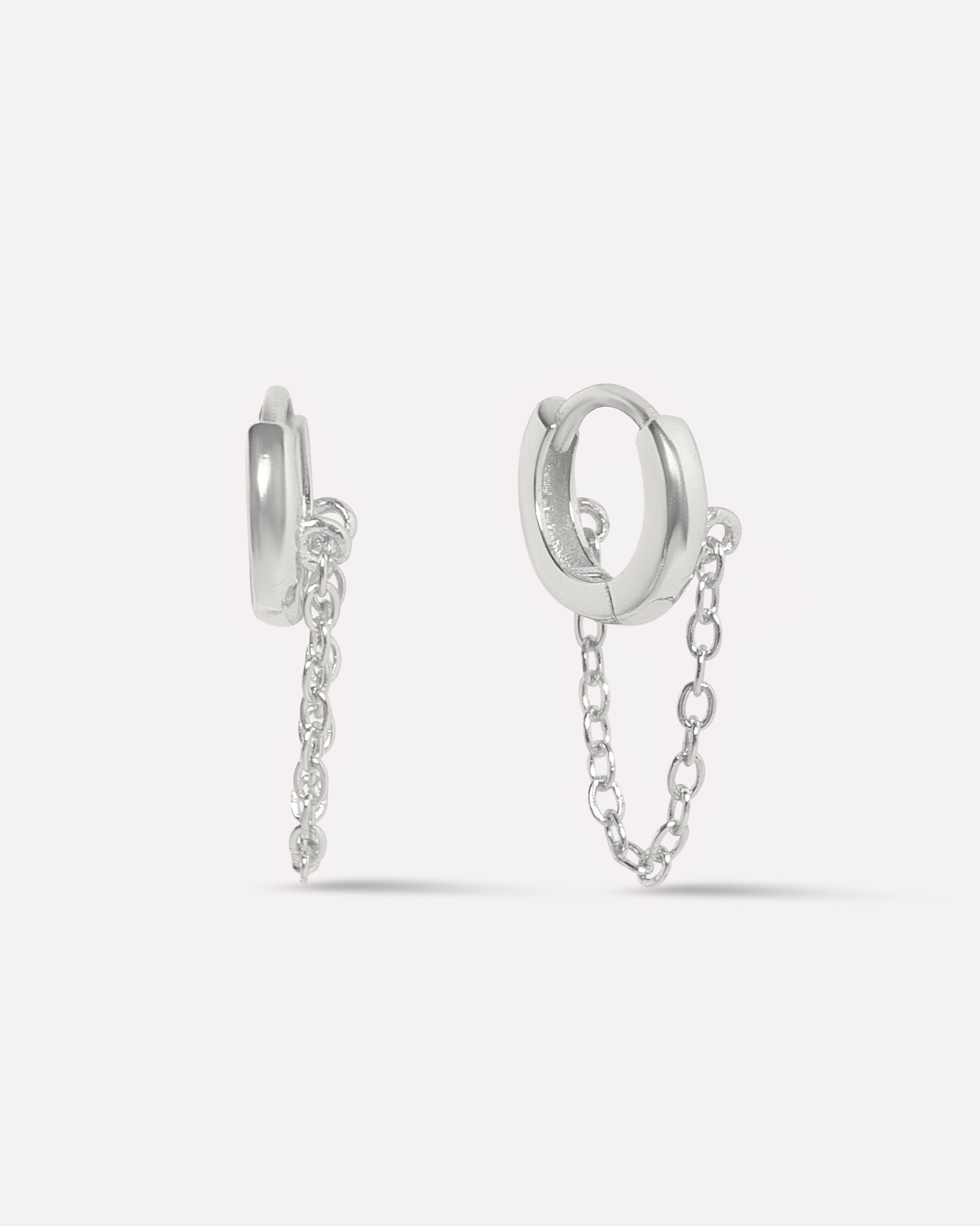 Chain Plain Hoop Earrings