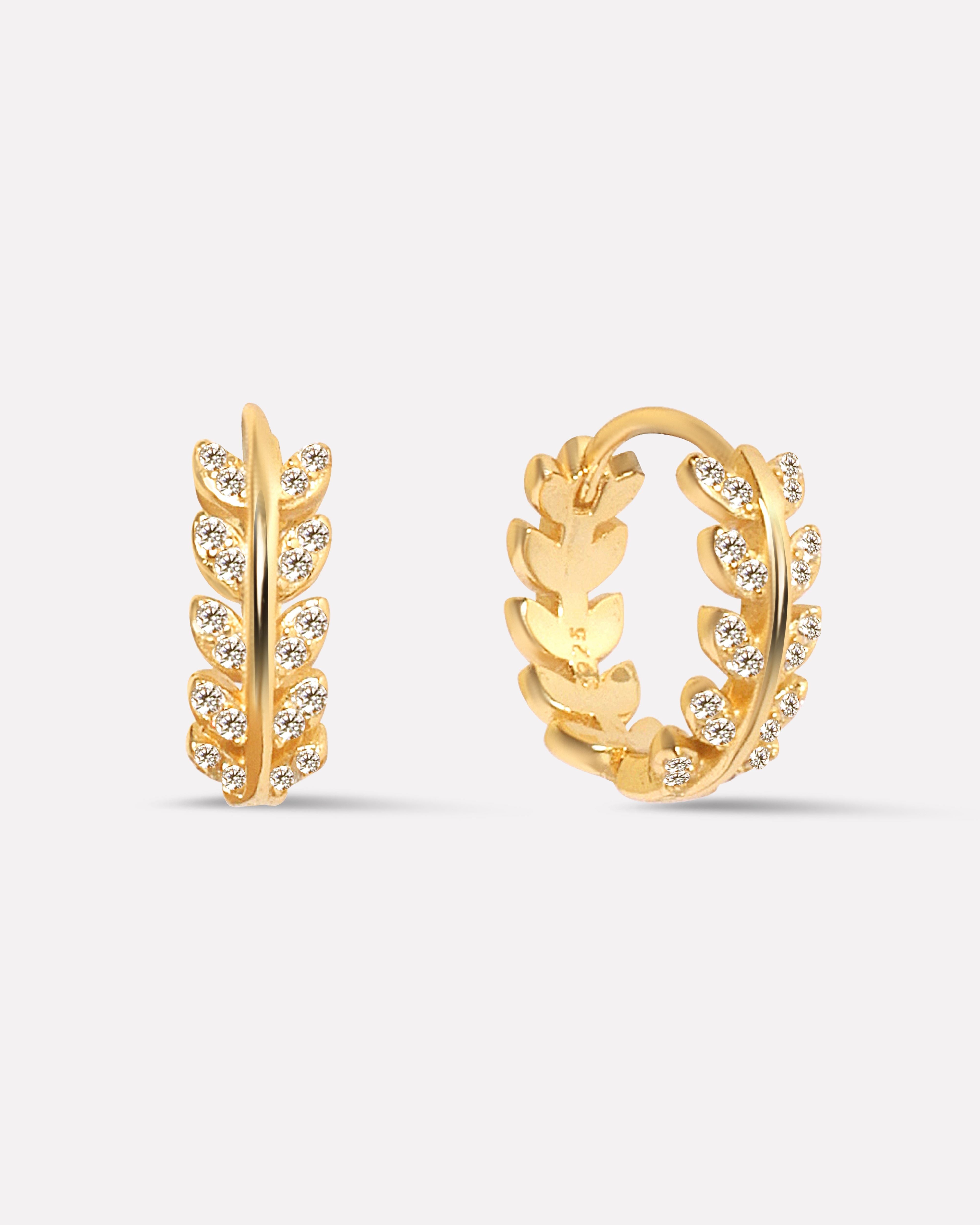 Zirconia Leaf Hoops Multiple Sizes Hoop Earrings