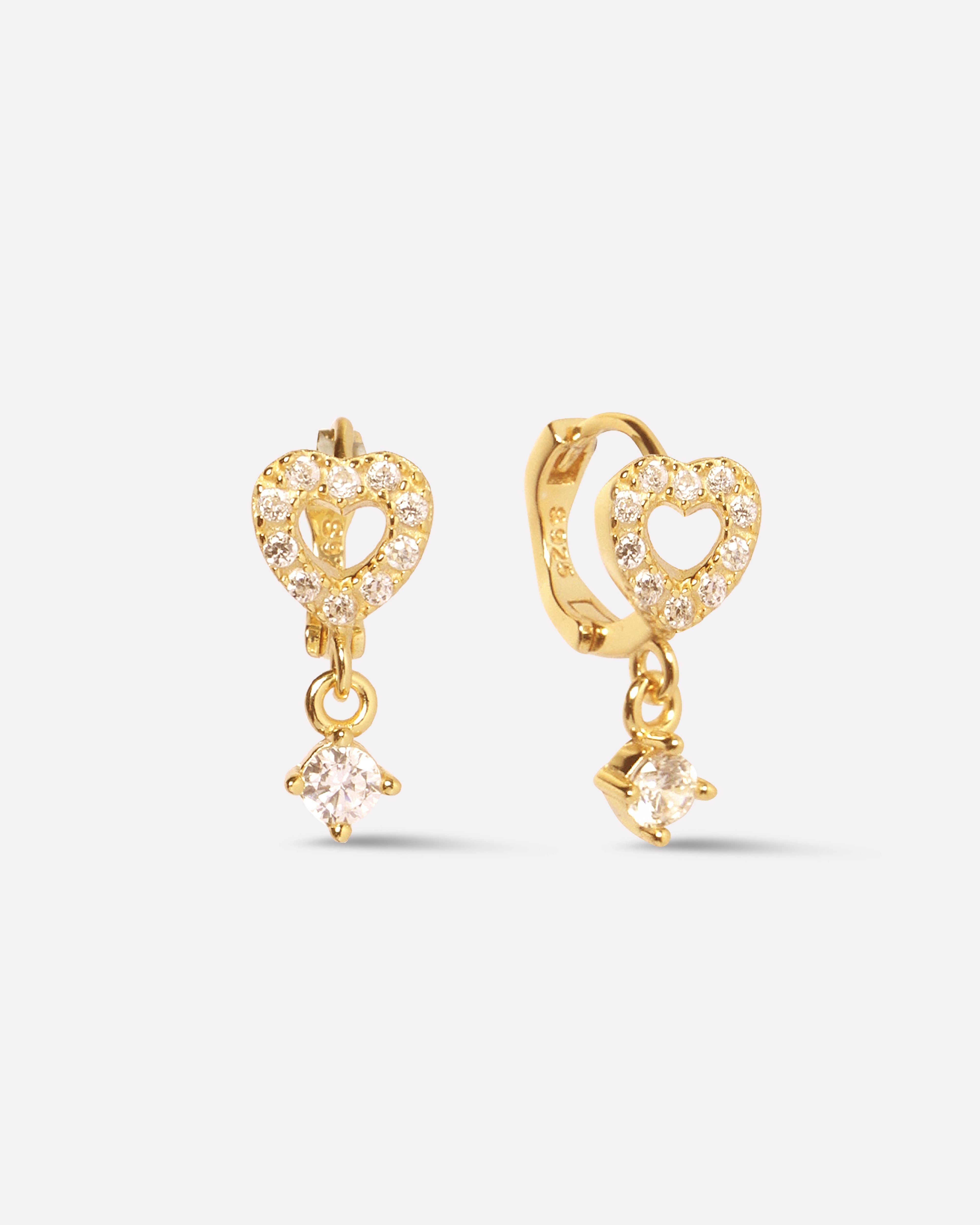 Heart Droplet Hoop Earrings
