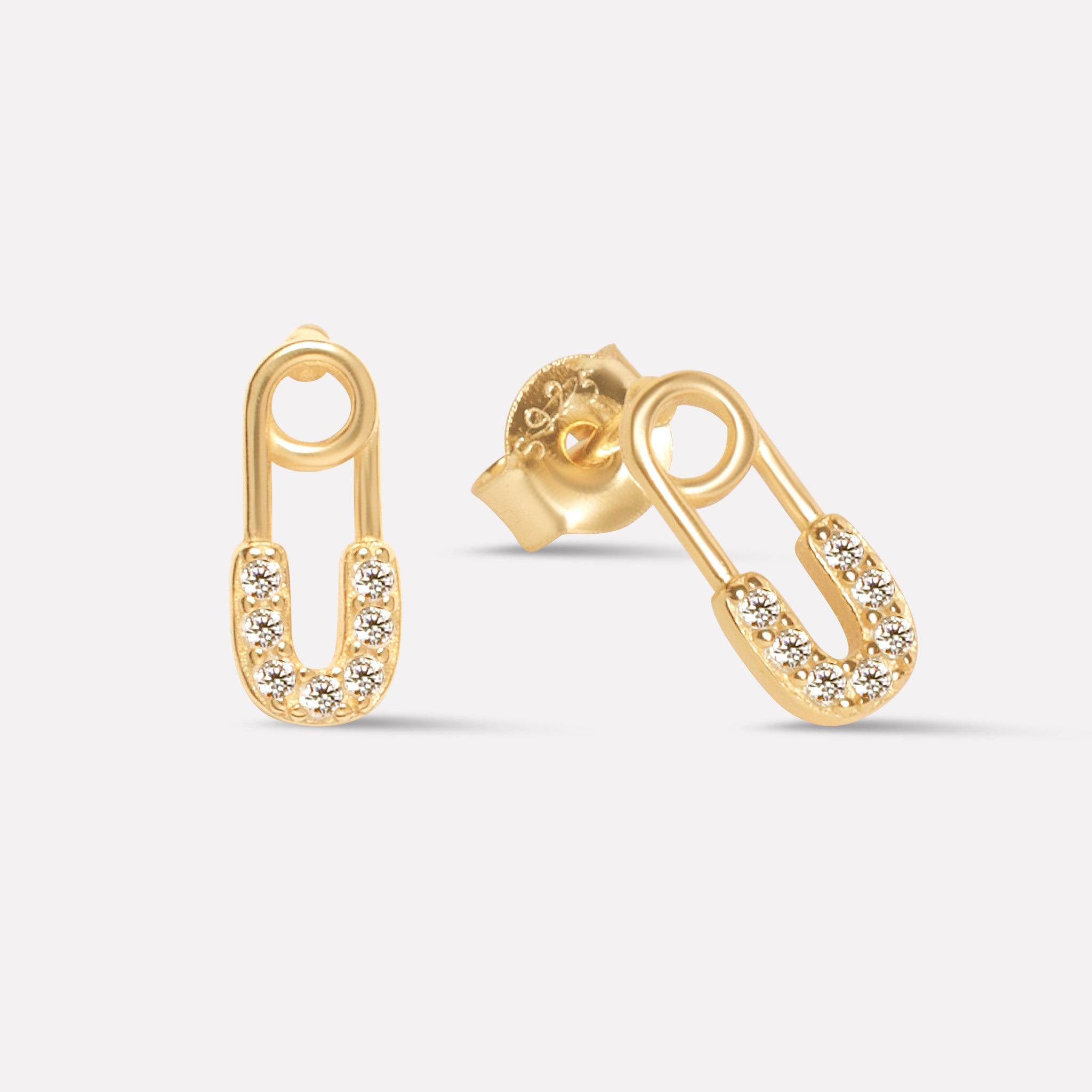 Zirconia Safety Pin Studs Earrings