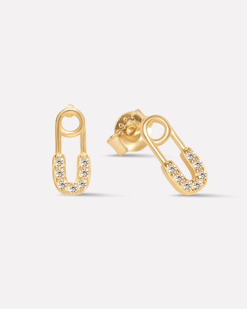 Zirconia Safety Pin Studs Earrings