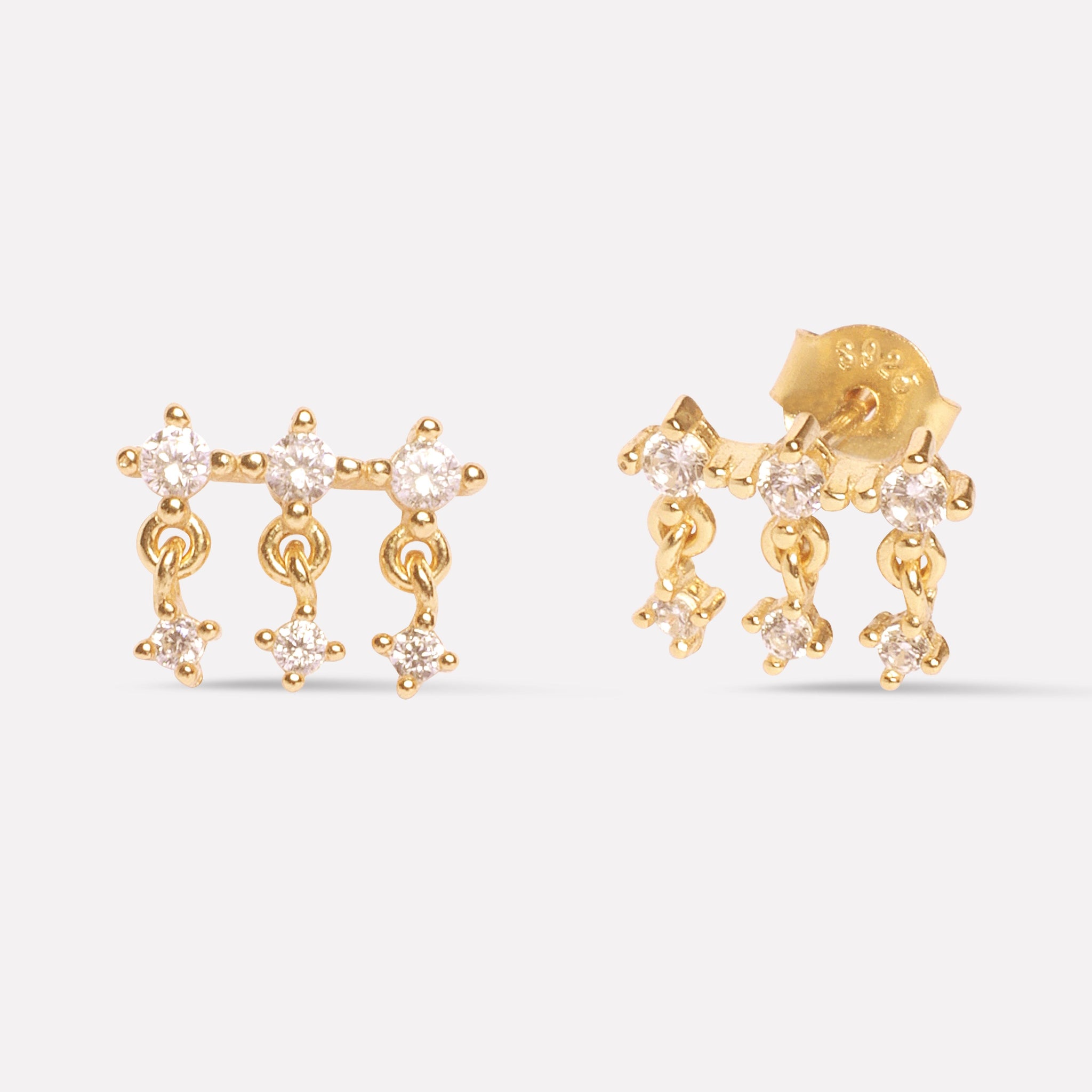 Linear Droplet Climber Stud Earrings
