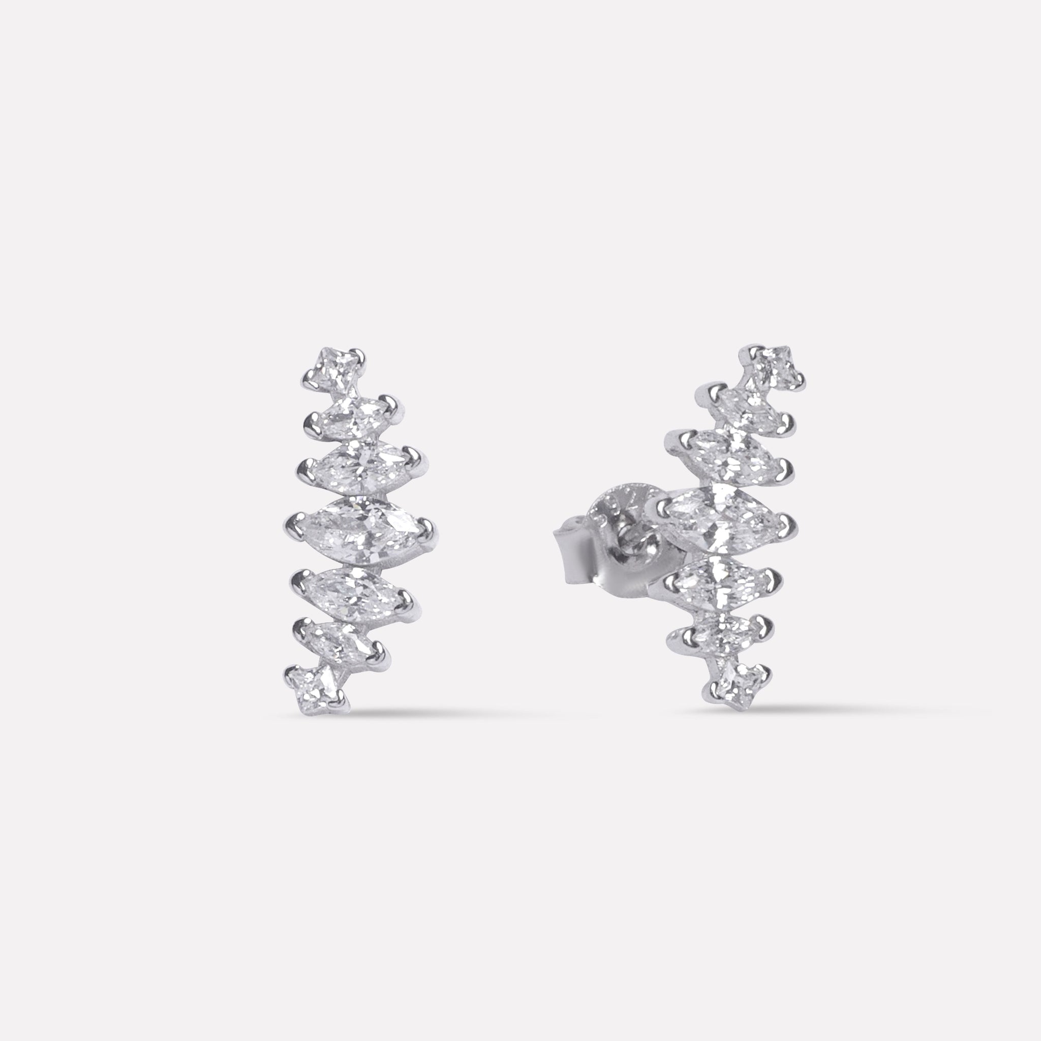 Seven Climber Stone Stud Earrings