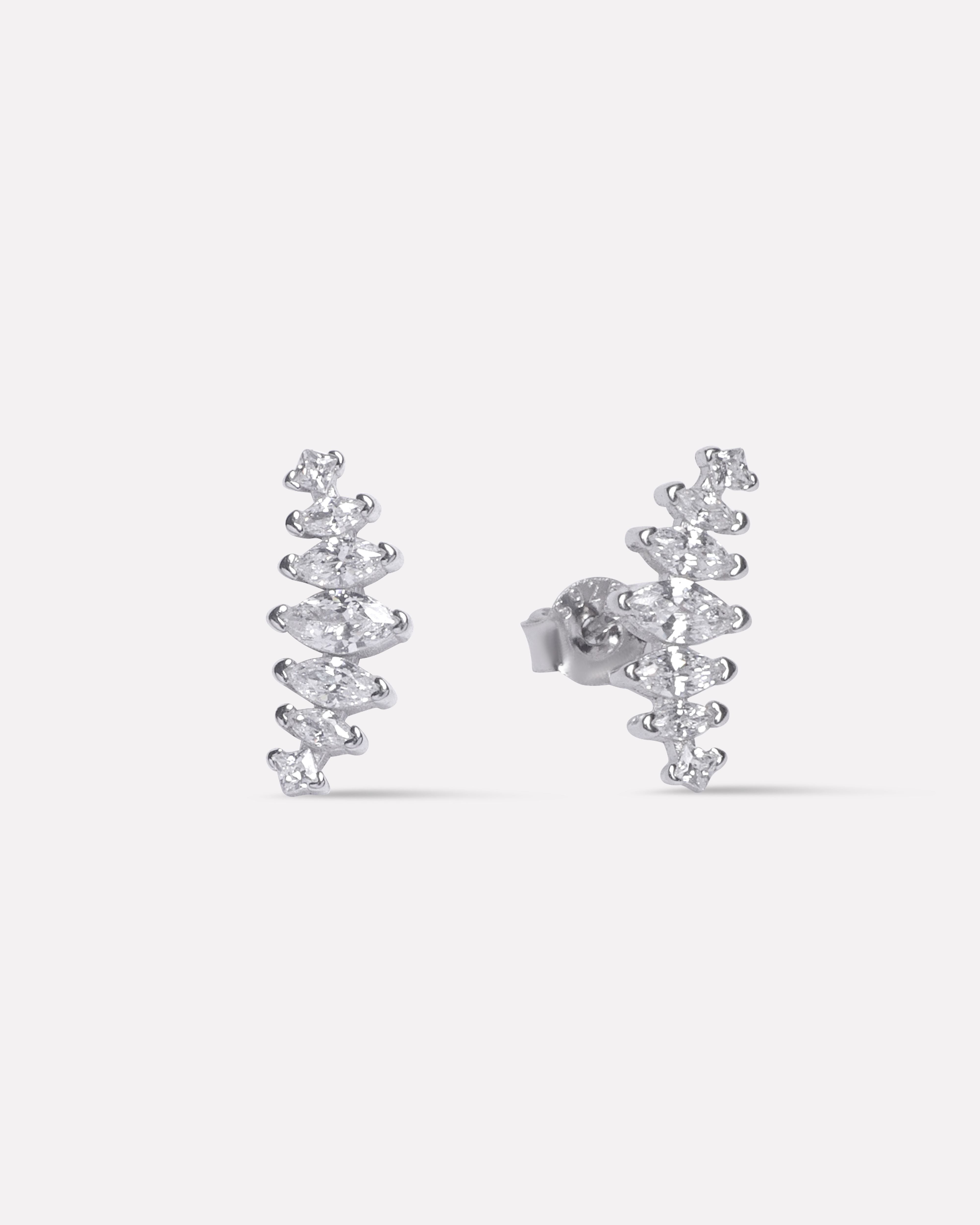 Seven Climber Stone Stud Earrings