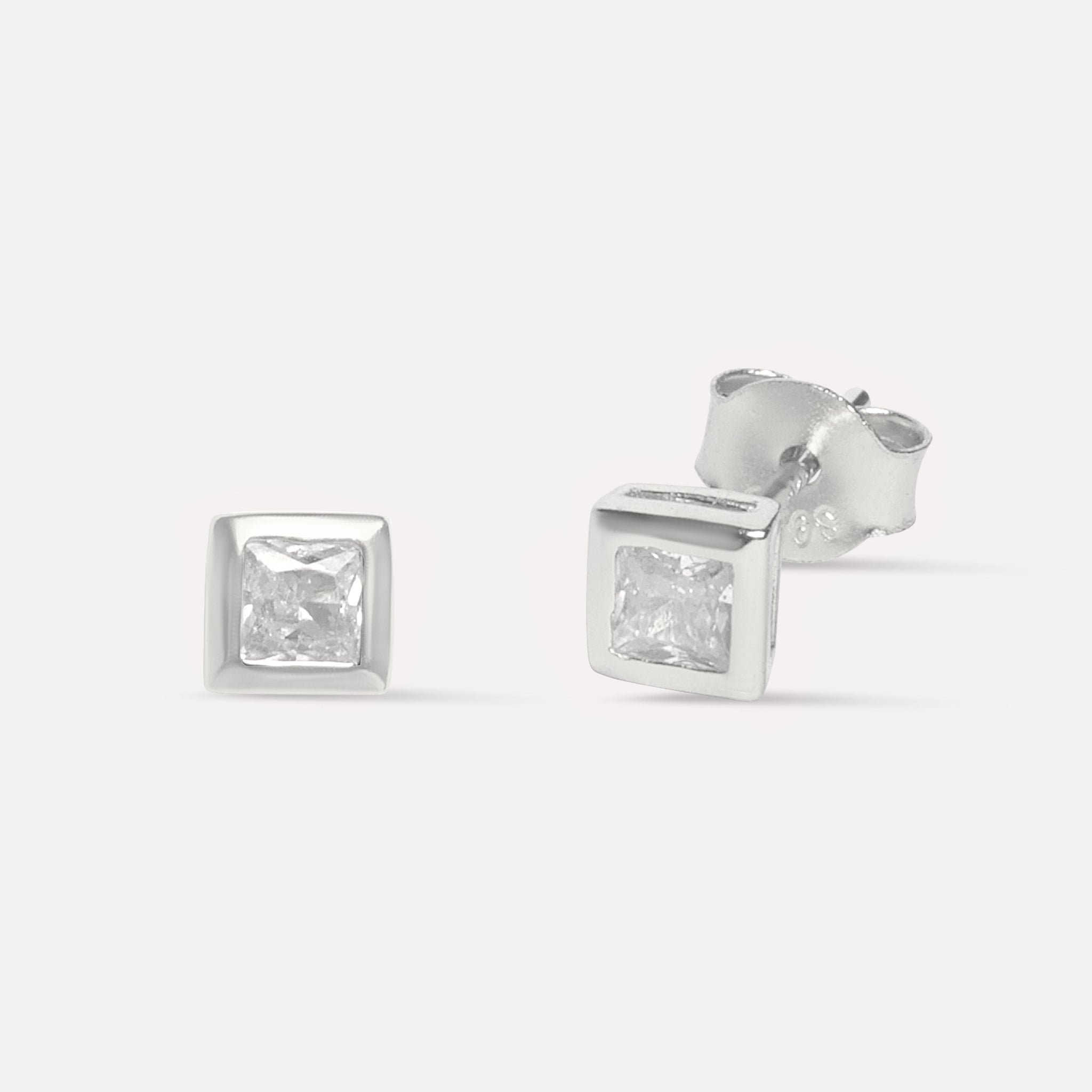 Princess Cut Stud Earrings