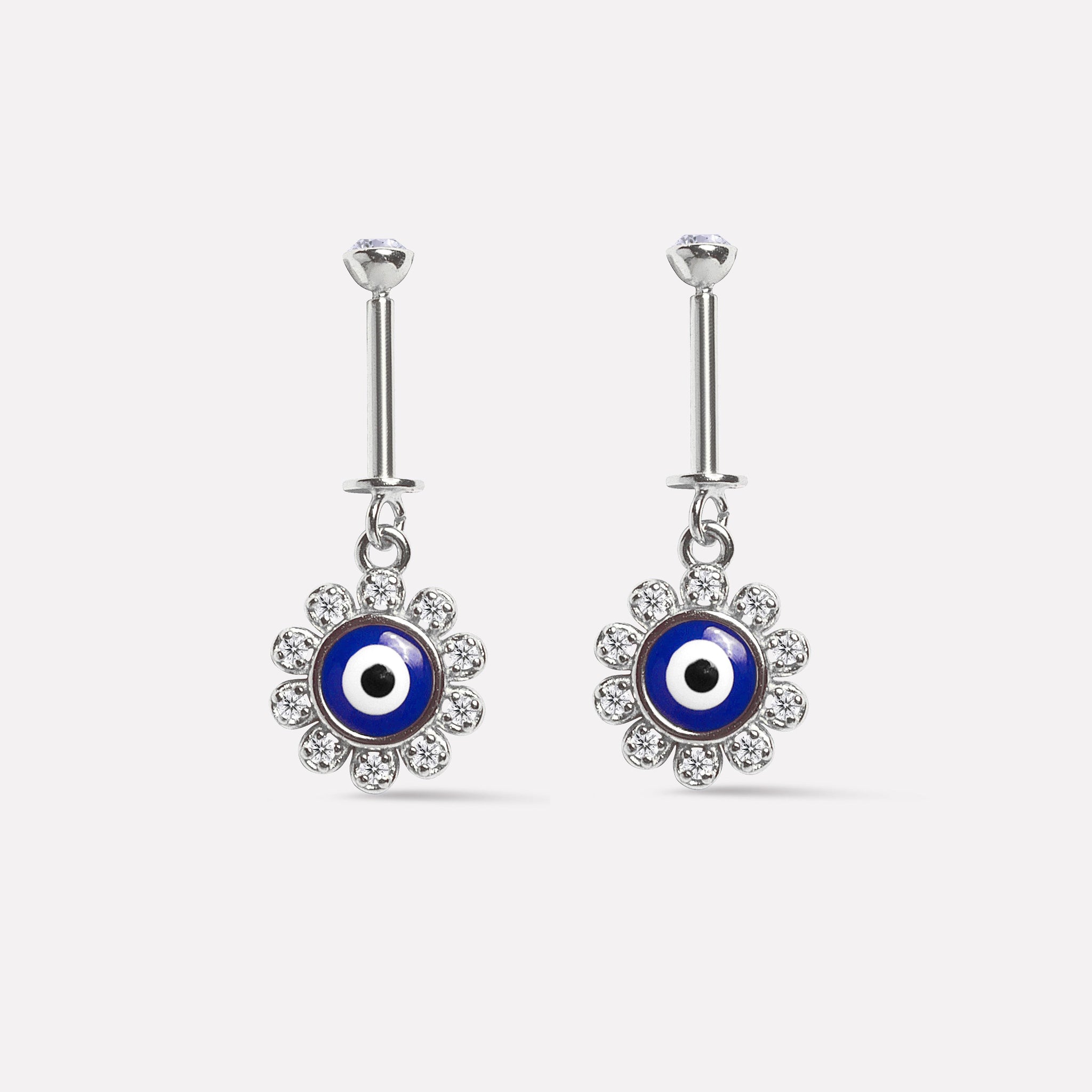 Evil Eye Helix Piercings Hanging Ear Cuff With Sparkling Accents Earrings