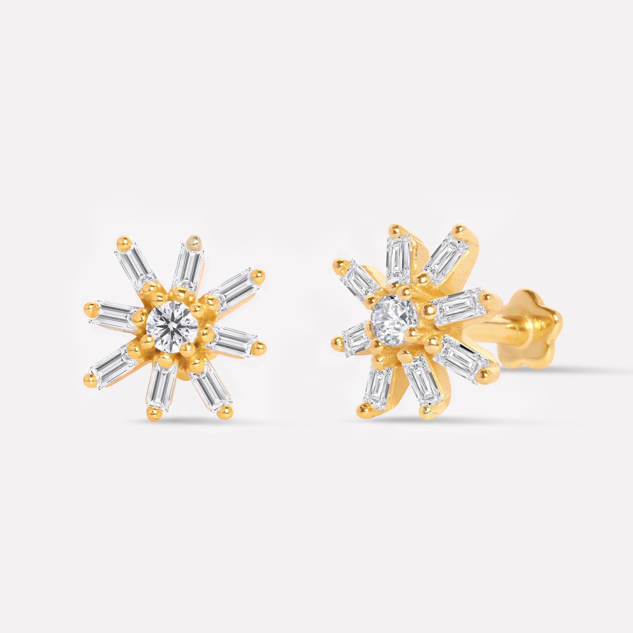 Windflower Chain Flat Back Stud Earrings