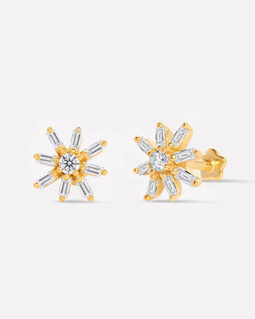 Windflower Chain Flat Back Stud Earrings