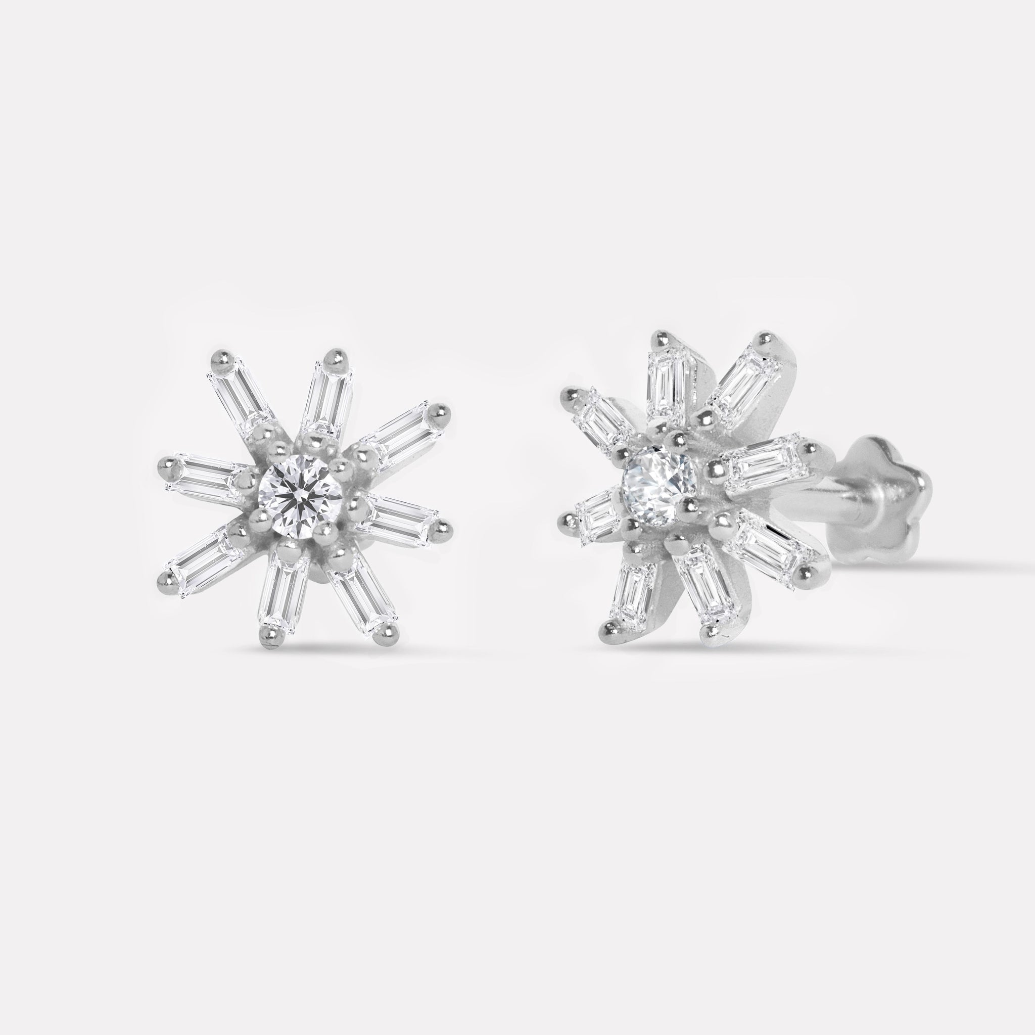 Windflower Chain Flat Back Stud Earrings
