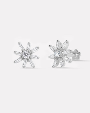 Windflower Chain Flat Back Stud Earrings
