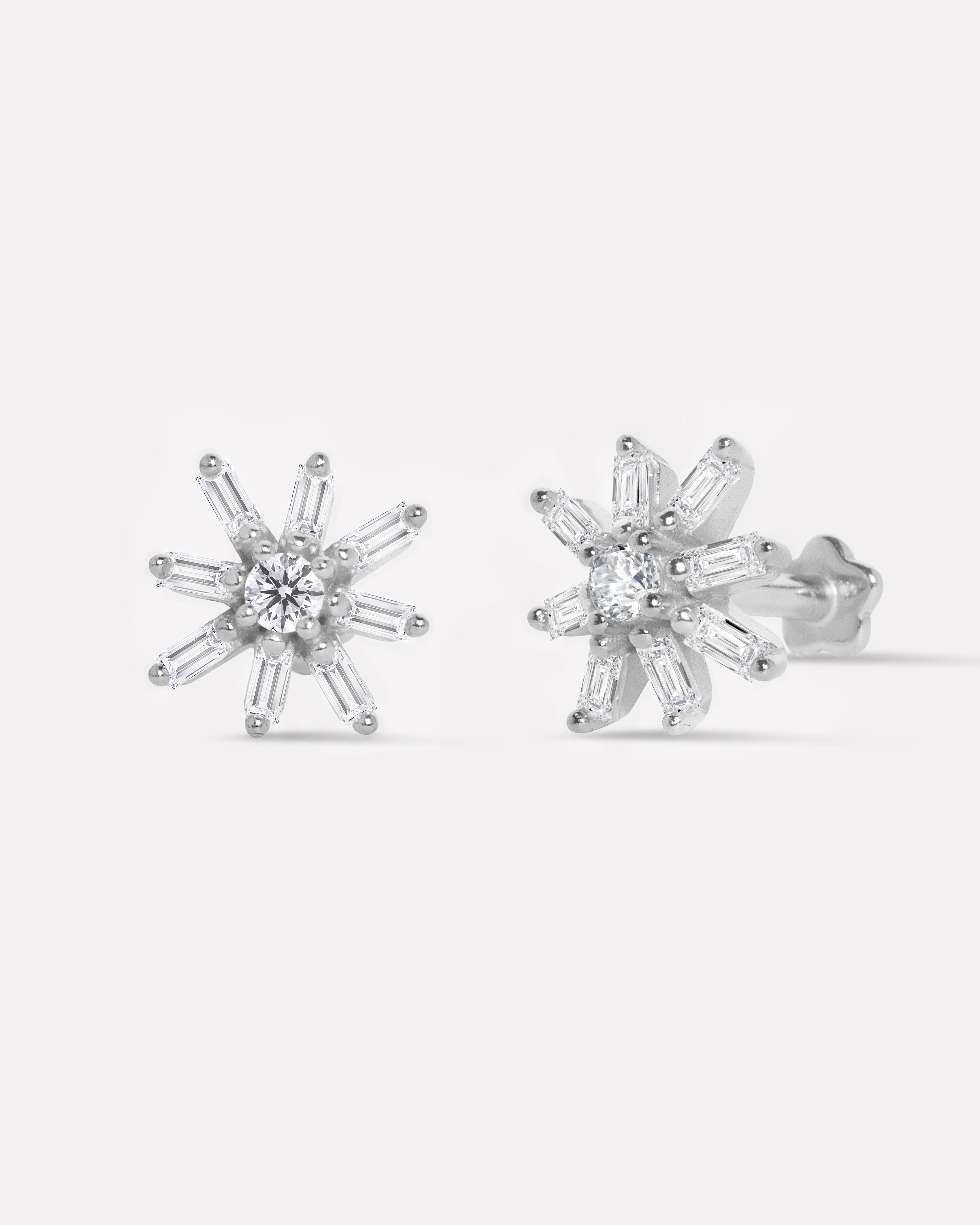 Windflower Chain Flat Back Stud Earrings