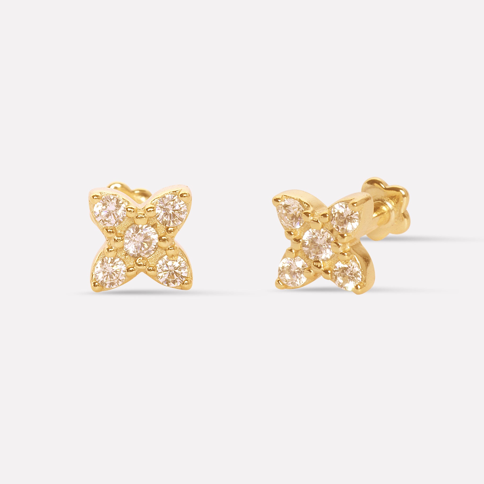 Quadra Bloom Flat Back Stud Earrings