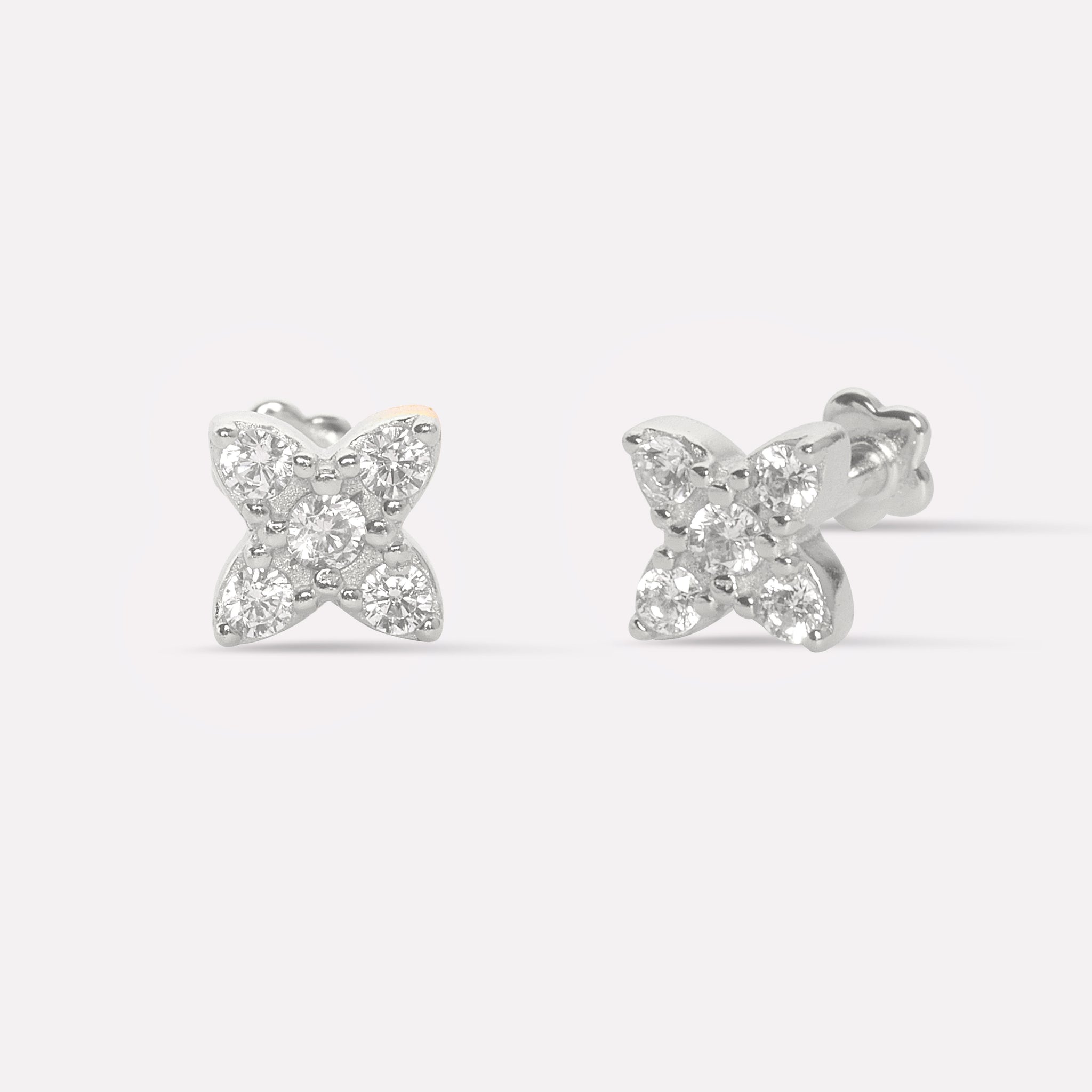 Quadra Bloom Flat Back Stud Earrings