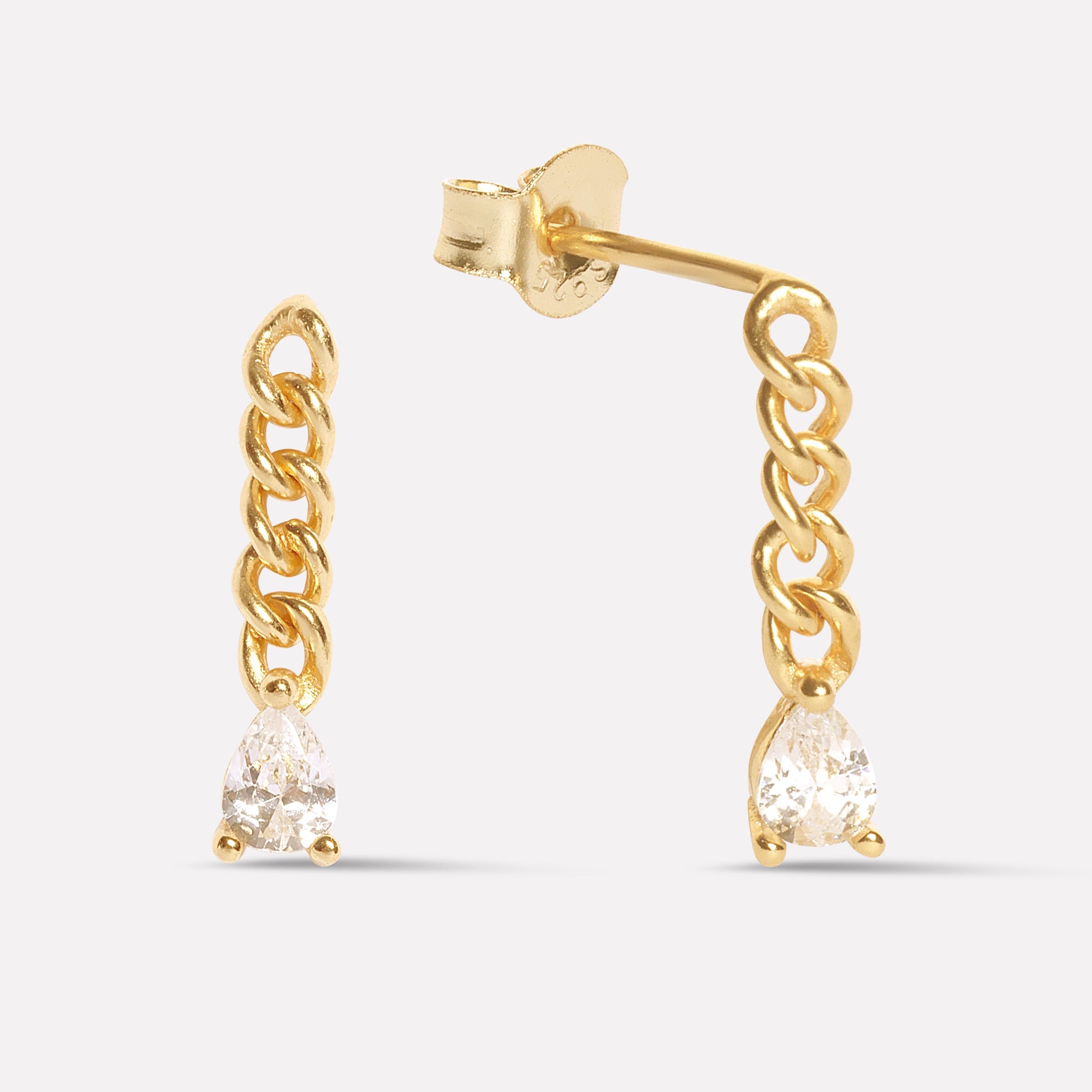 Chain Connect Drop Screw Studs Earrings