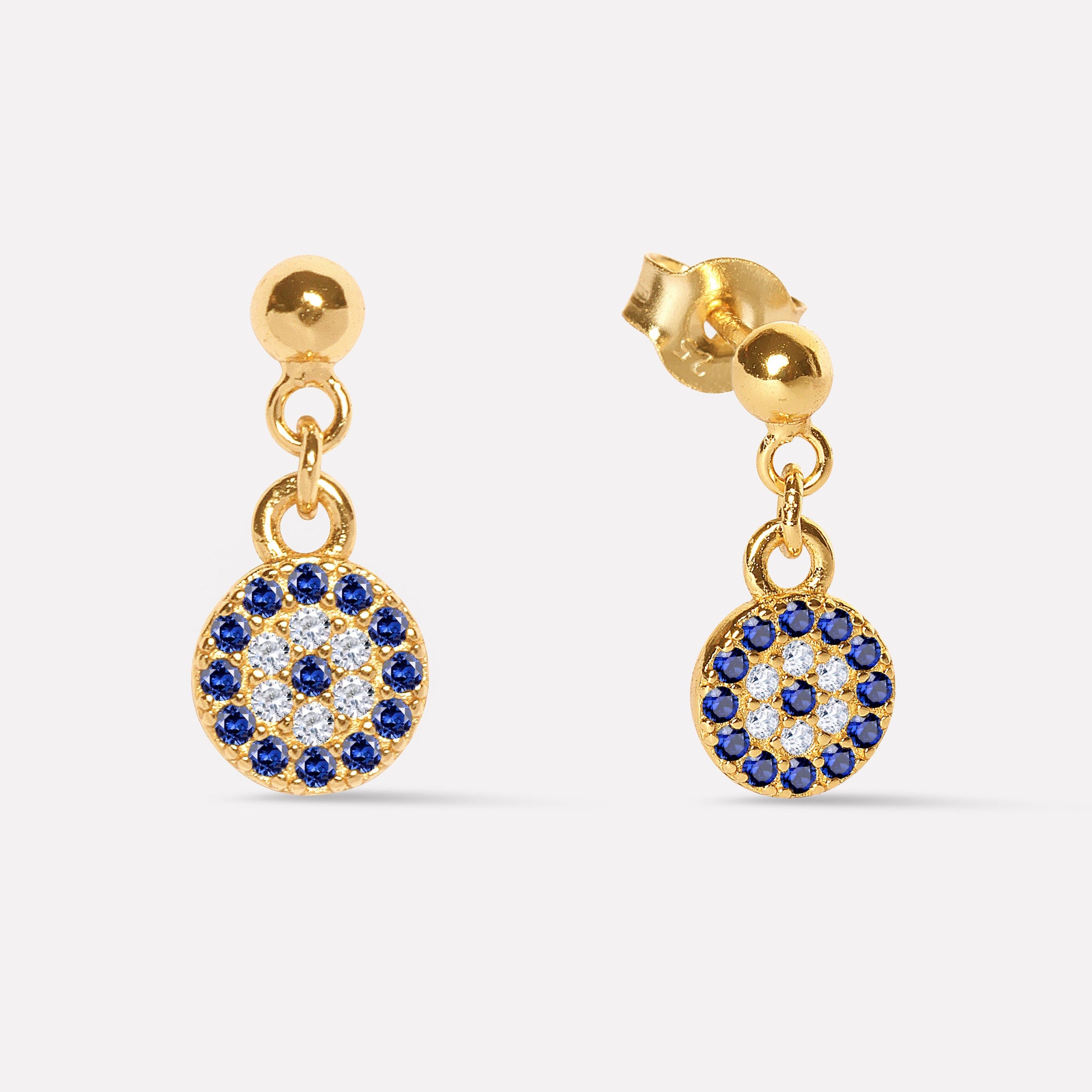 Silver Ball Eye Hanging Studs Earrings