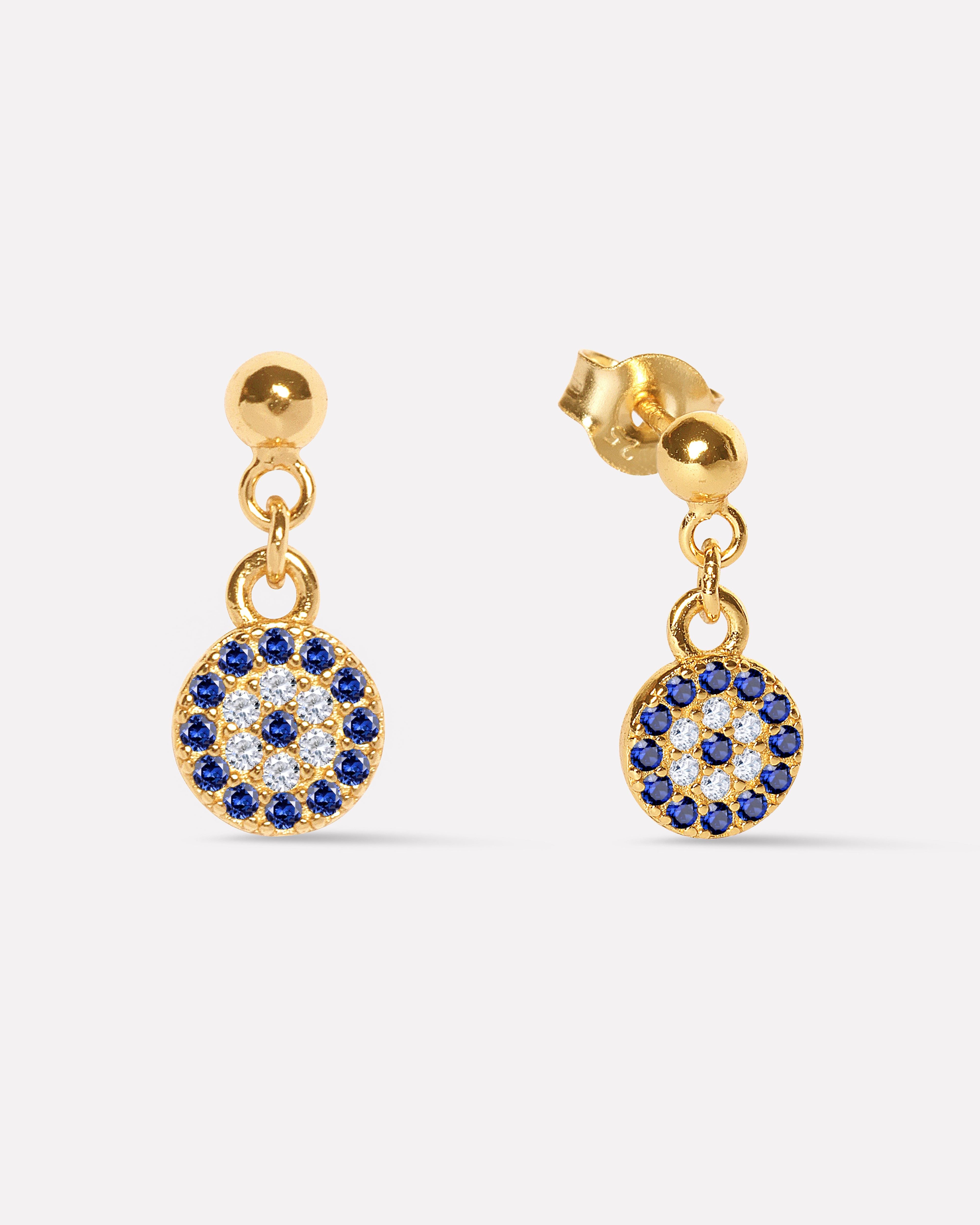 Silver Ball Eye Hanging Studs Earrings