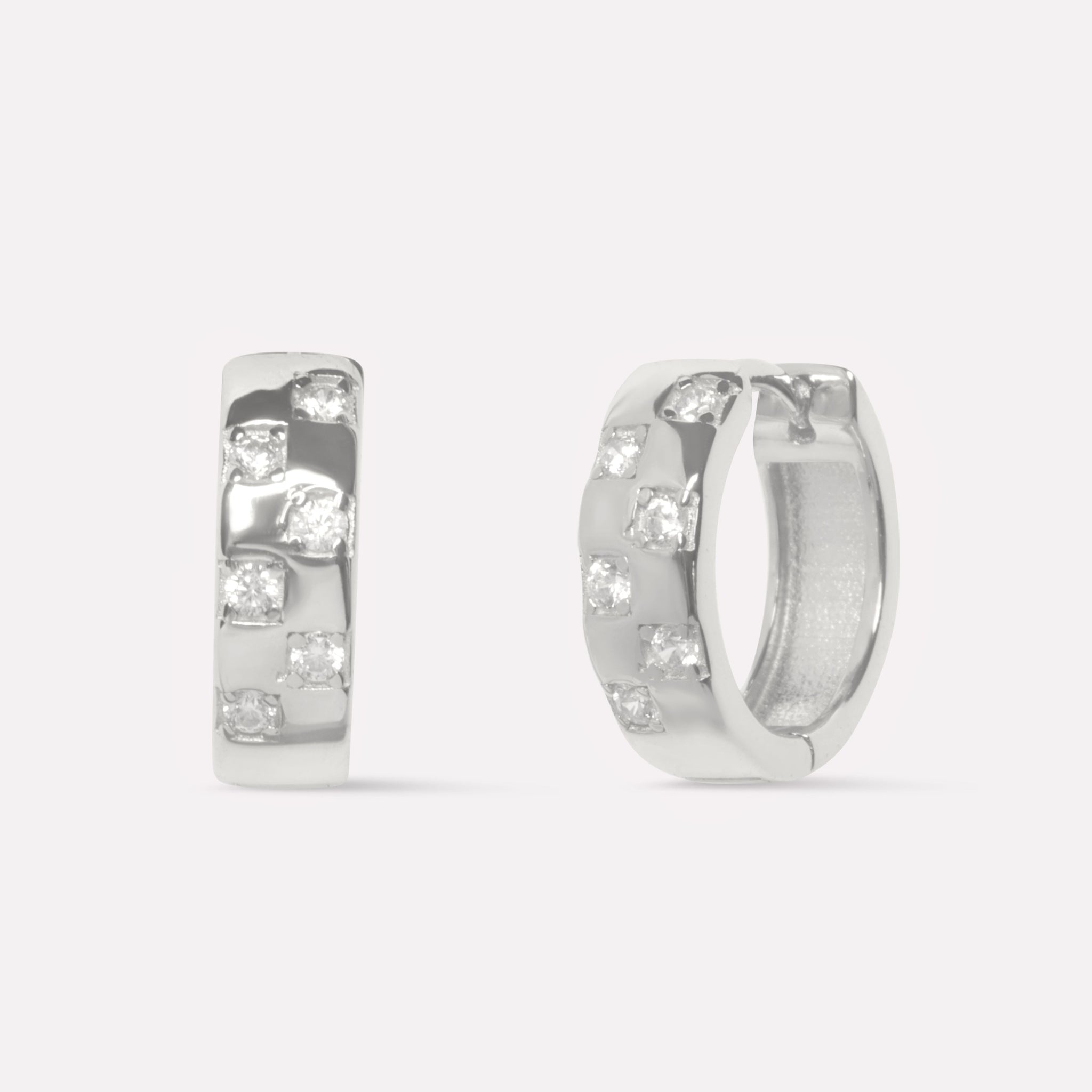 Starlit Checkmate Hoop Earrings