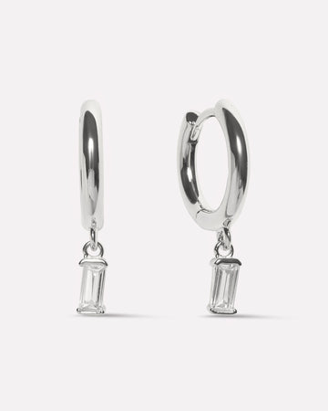 Bold Baguette Charm Hoop Earrings