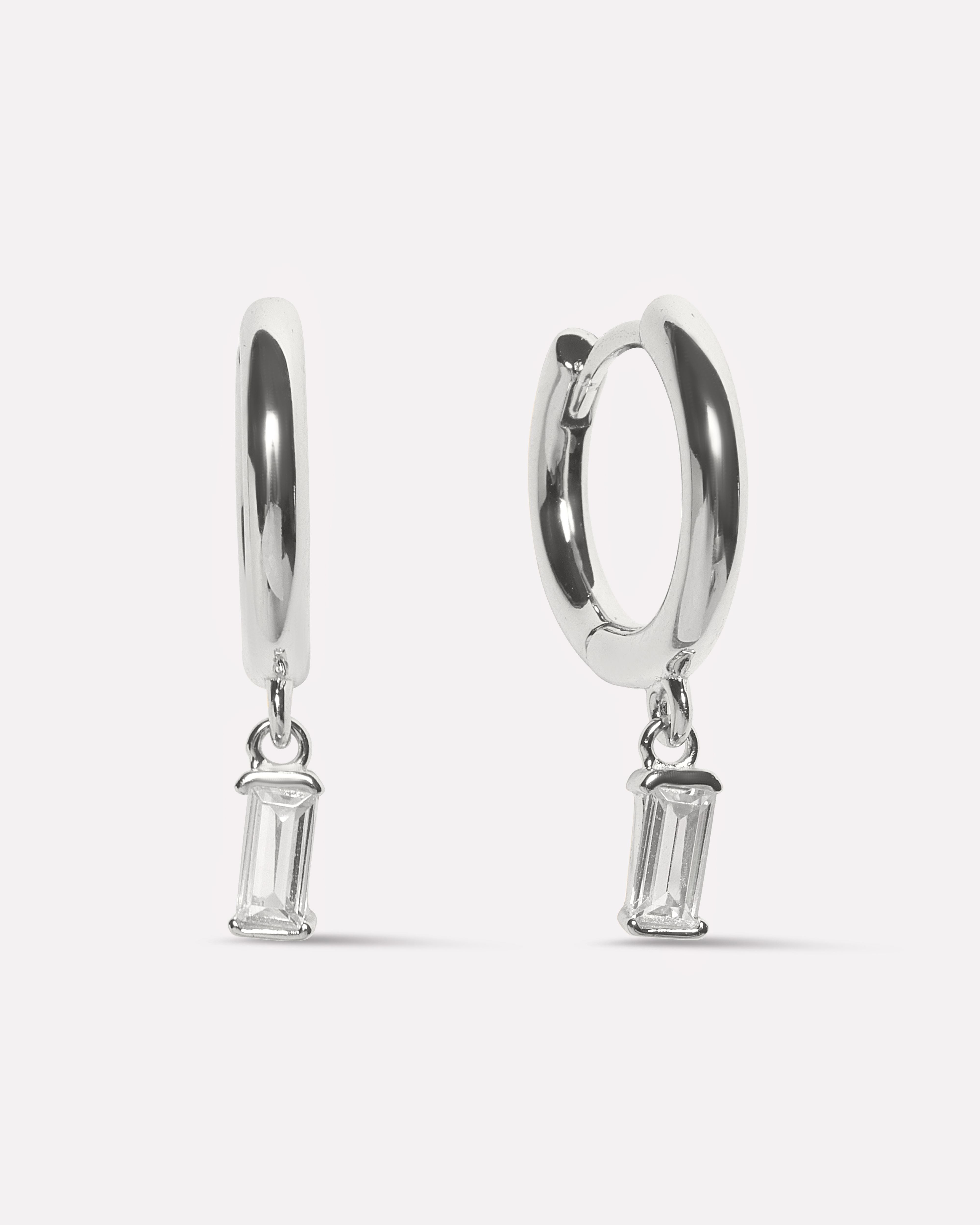 Bold Baguette Charm Hoop Earrings
