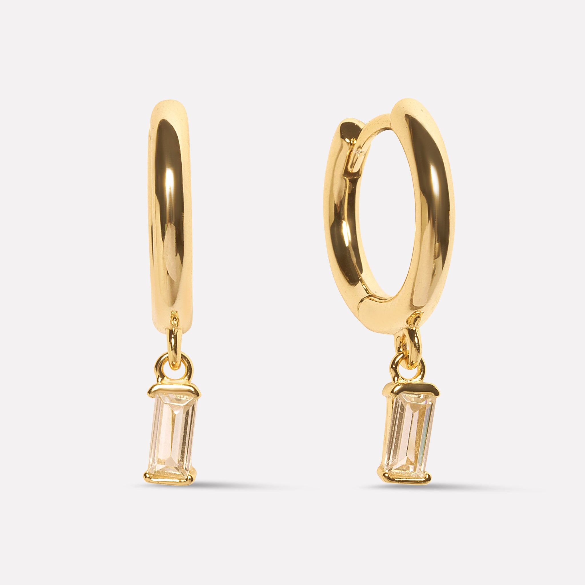 Bold Baguette Charm Hoop Earrings