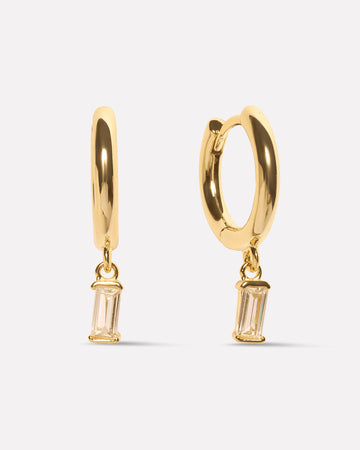 Bold Baguette Charm Hoop Earrings
