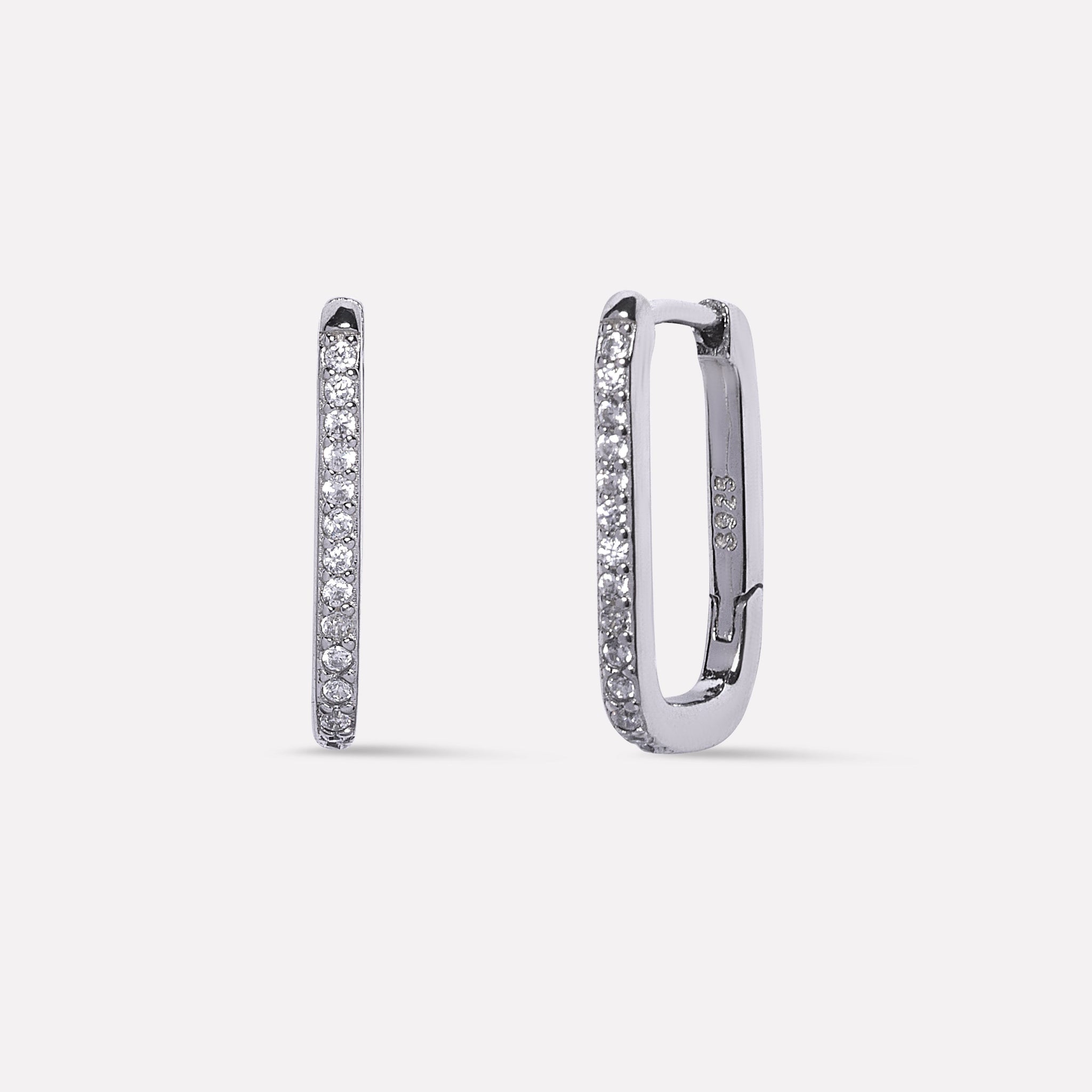 Statement Zirconia Square Hoop Earrings